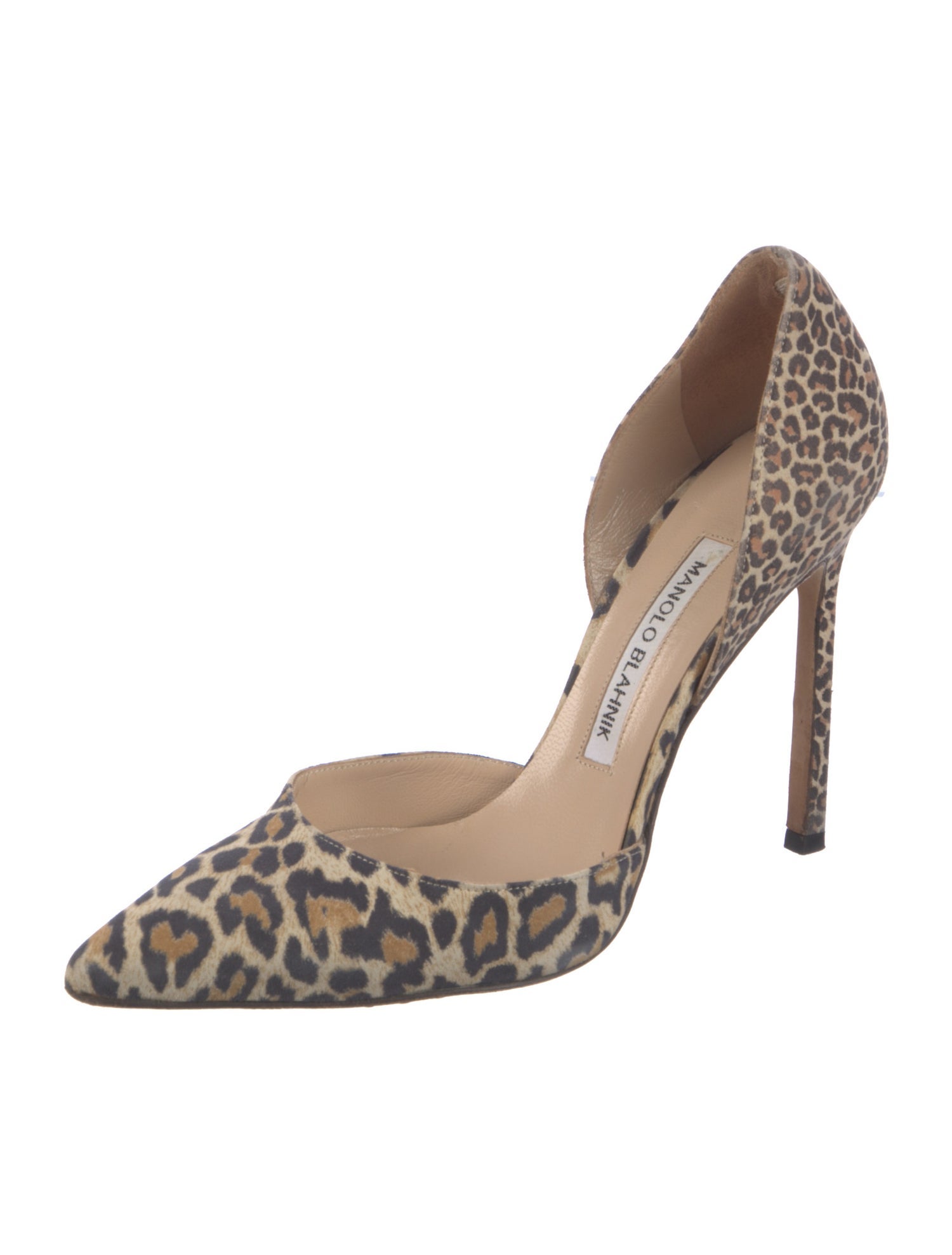 Manolo Blahnik Suede Animal Print D'Orsay Pumps