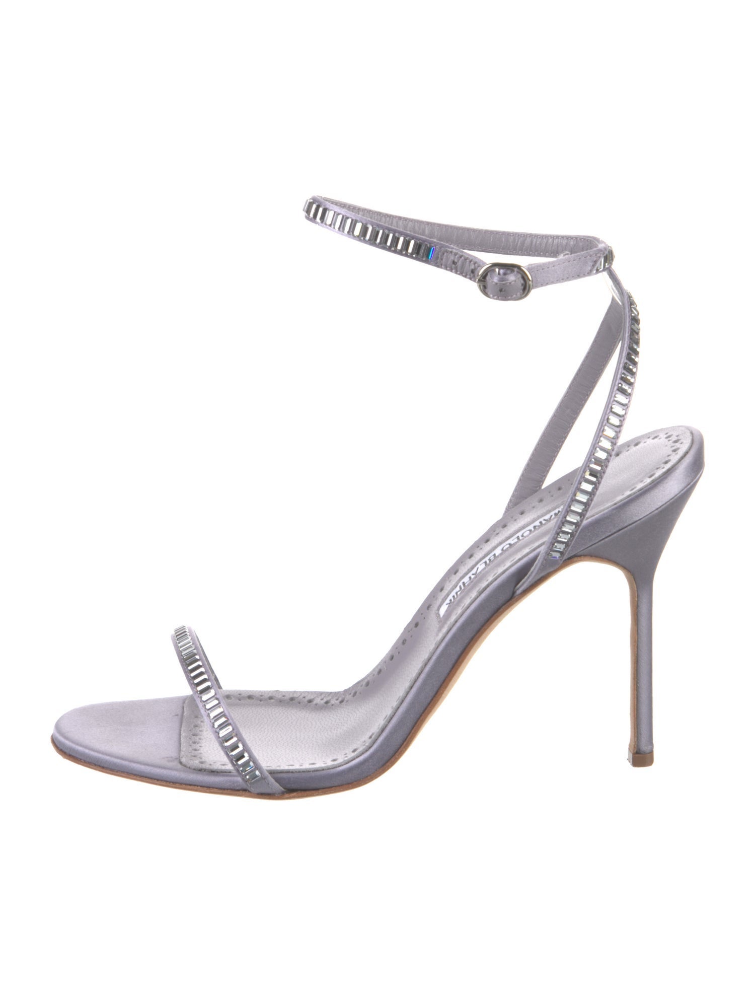 Manolo Blahnik Satin Crystal Embellishments Sandals