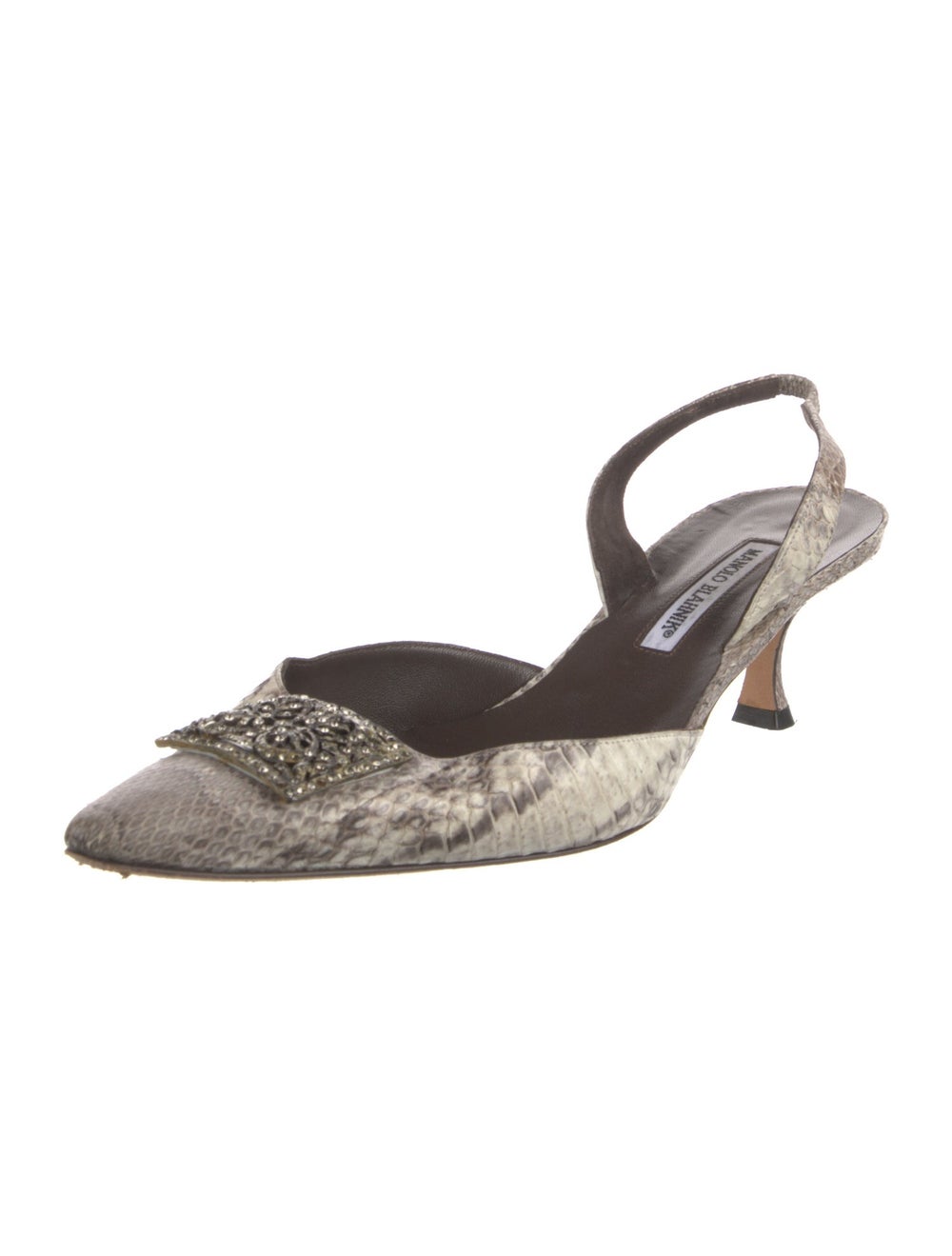 Manolo Blahnik Python Slingback Pumps Grey Animal… - image 2
