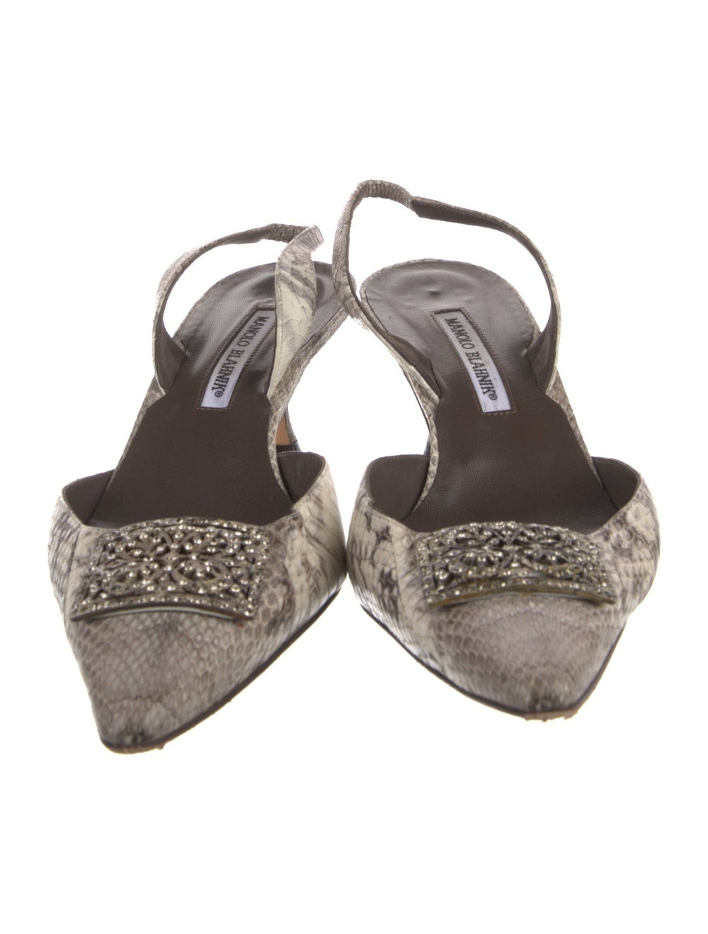 Manolo Blahnik Python Slingback Pumps Grey Animal… - image 3