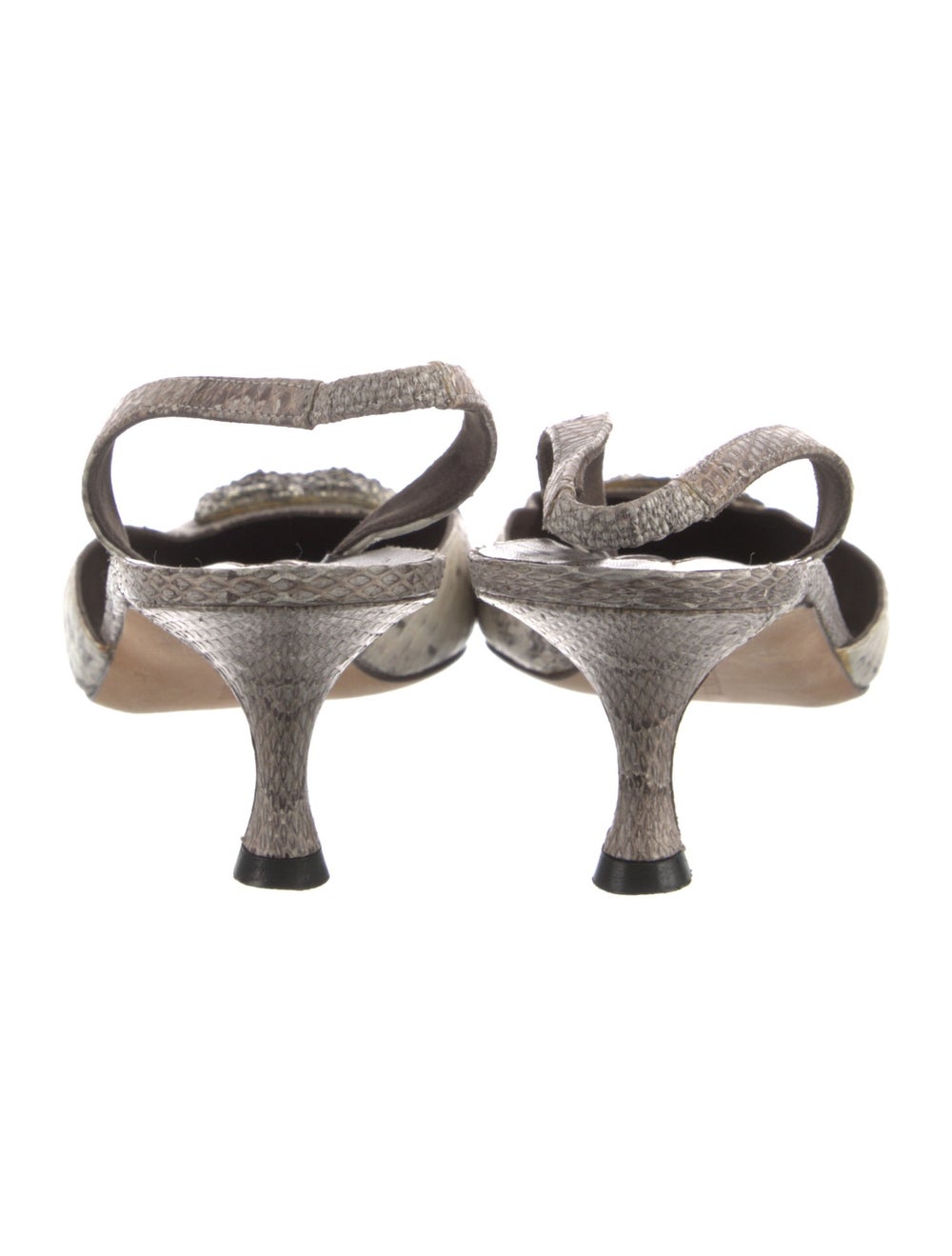 Manolo Blahnik Python Slingback Pumps Grey Animal… - image 4