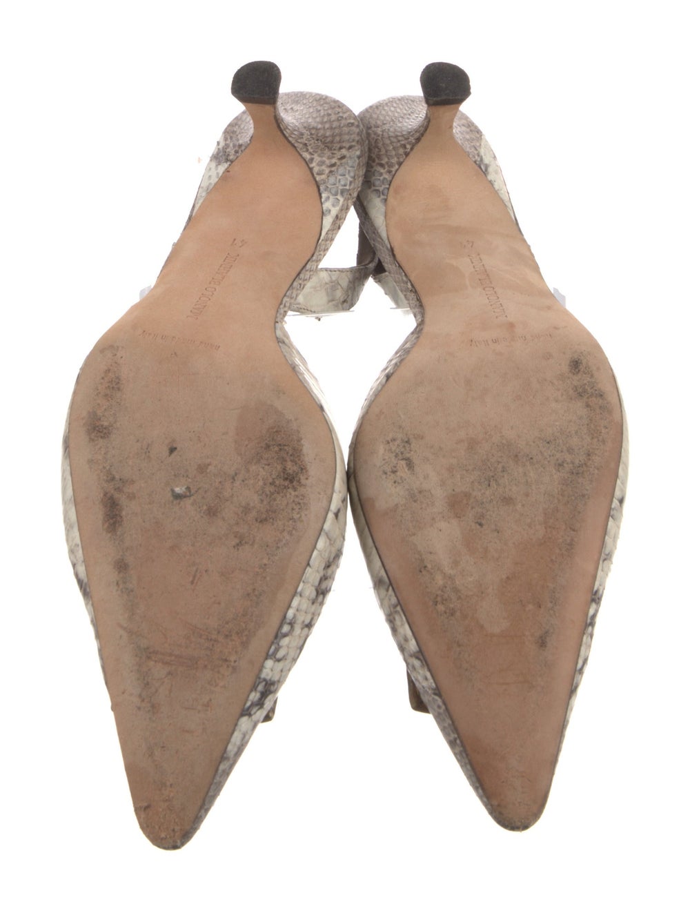 Manolo Blahnik Python Slingback Pumps Grey Animal… - image 5