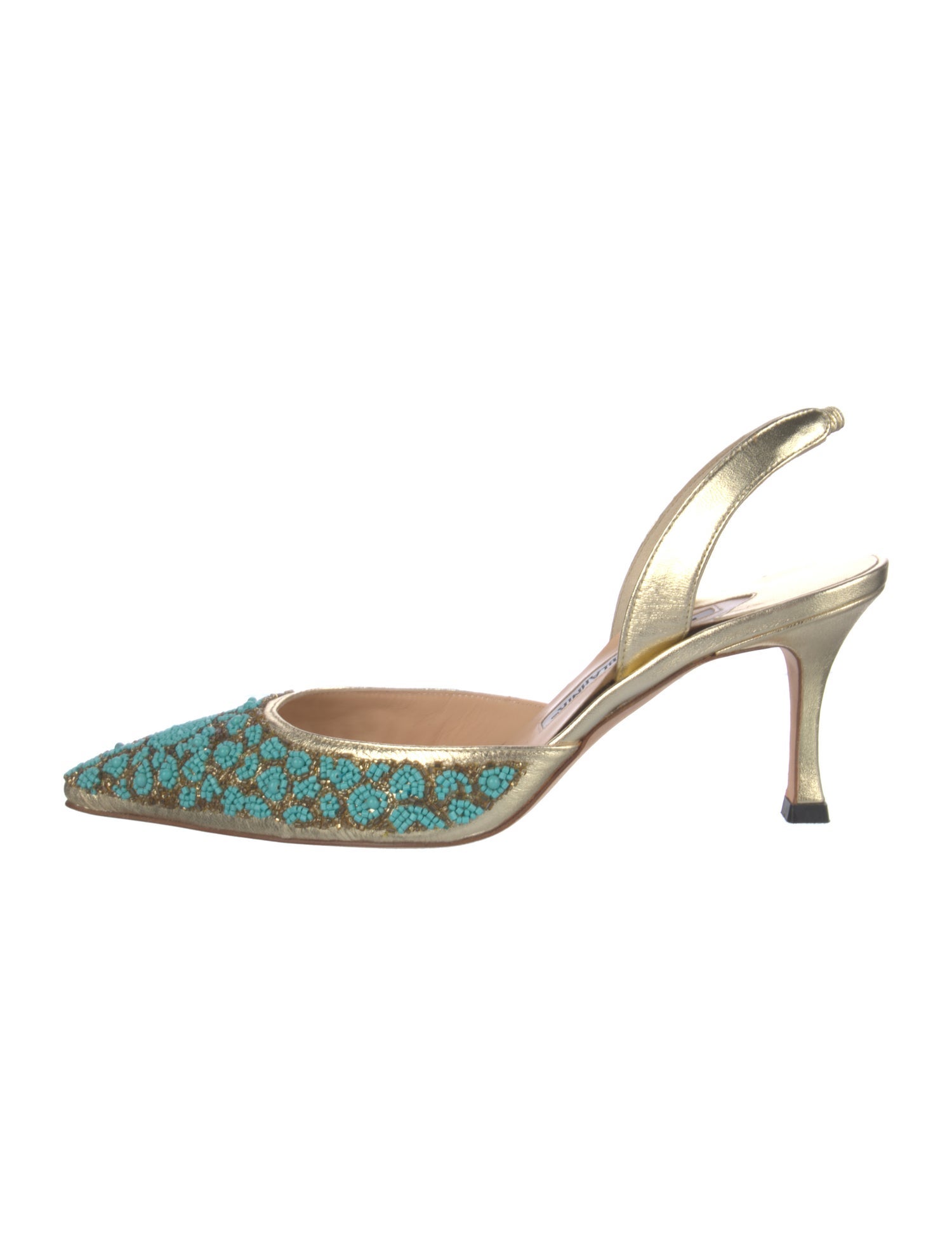 Manolo Blahnik Leather Patterned Slingback Pumps