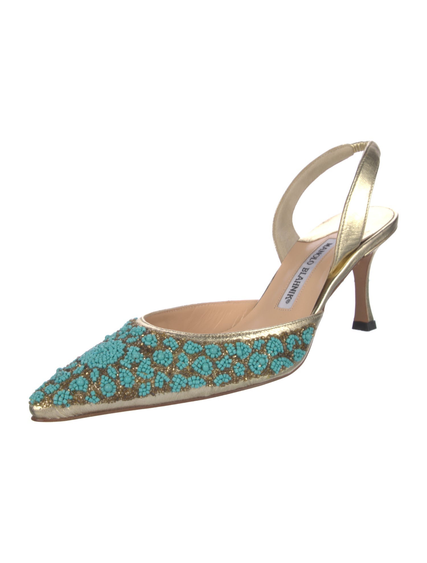 Manolo Blahnik Leather Patterned Slingback Pumps