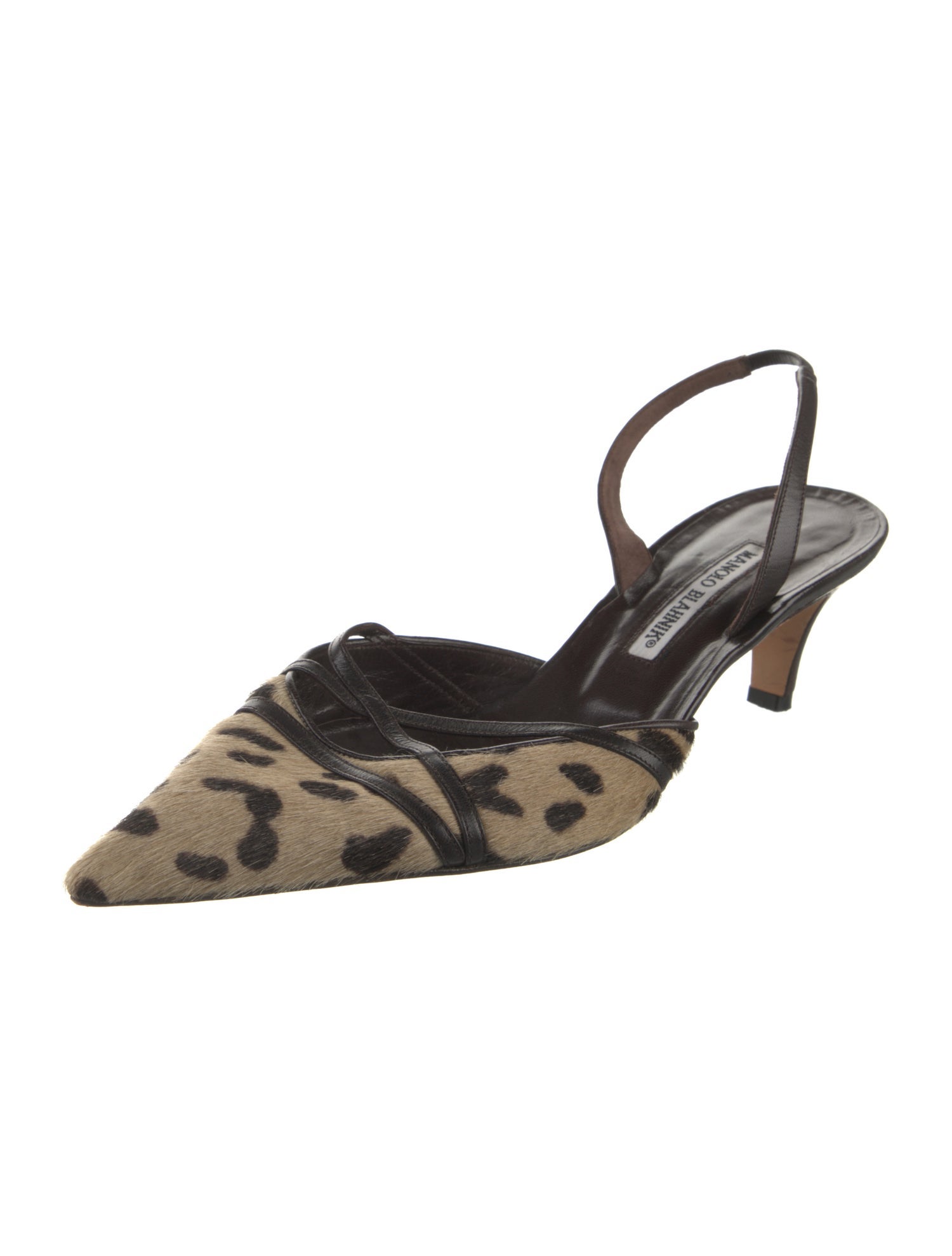 Manolo Blahnik Ponyhair Animal Print Slingback Pumps