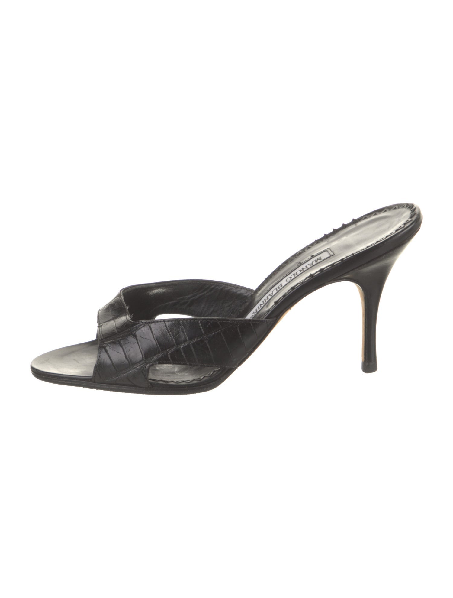 Manolo Blahnik Embossed Leather Mules