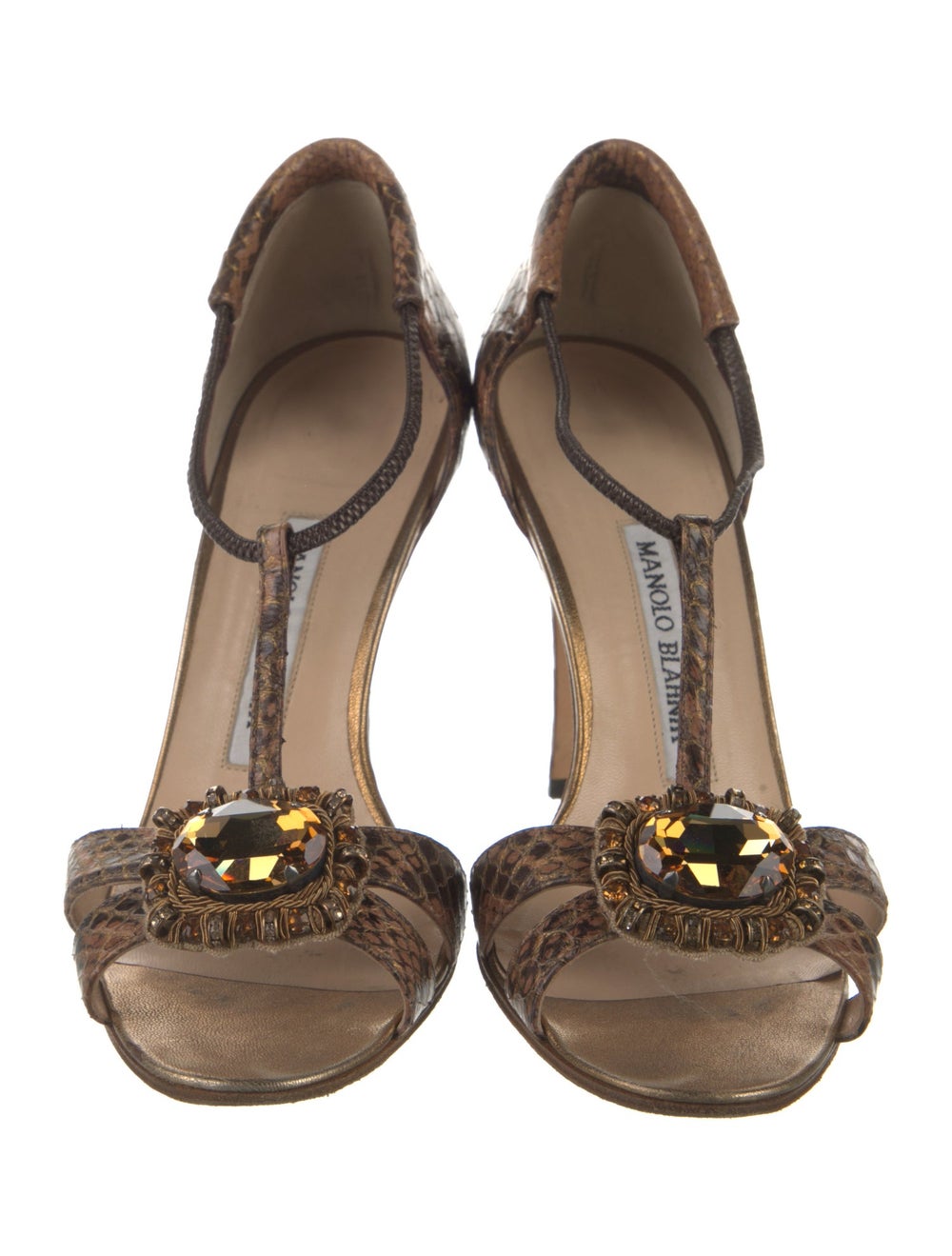 Manolo Blahnik Python Crystal Embellishments T-St… - image 3