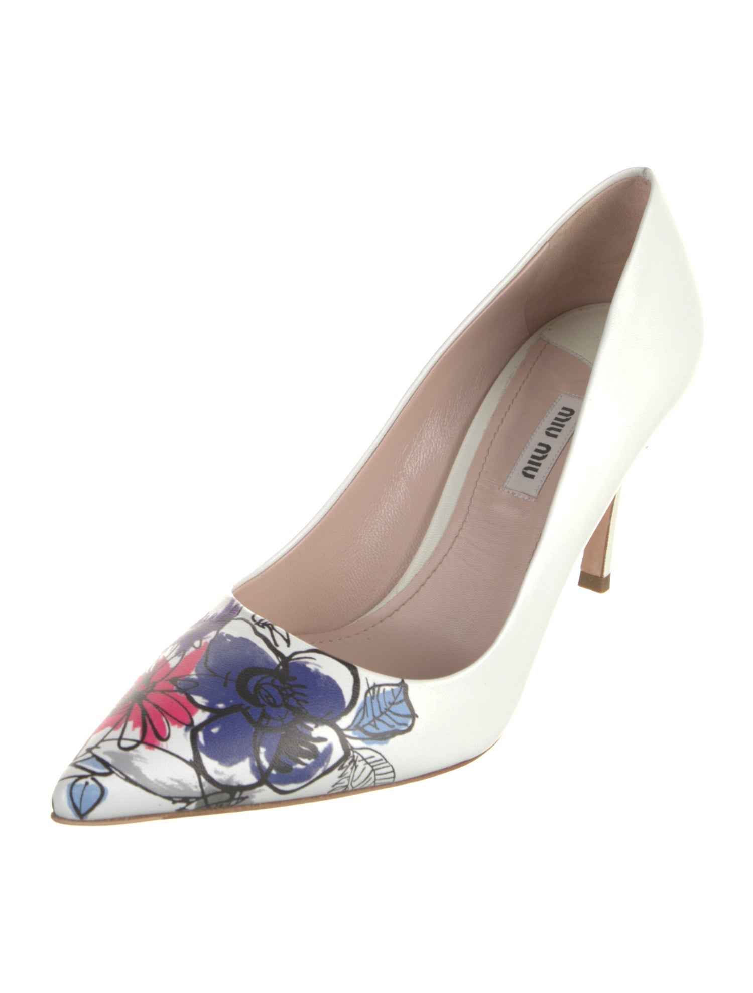 Manolo Blahnik Leather Floral Print Pumps