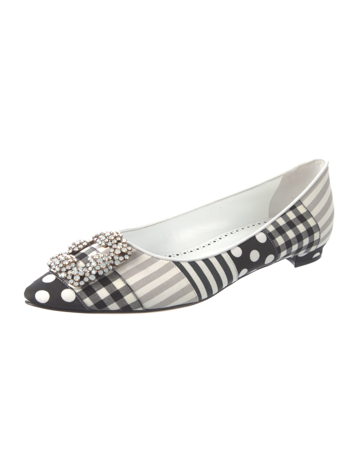Manolo Blahnik Printed Crystal Embellishments Flats