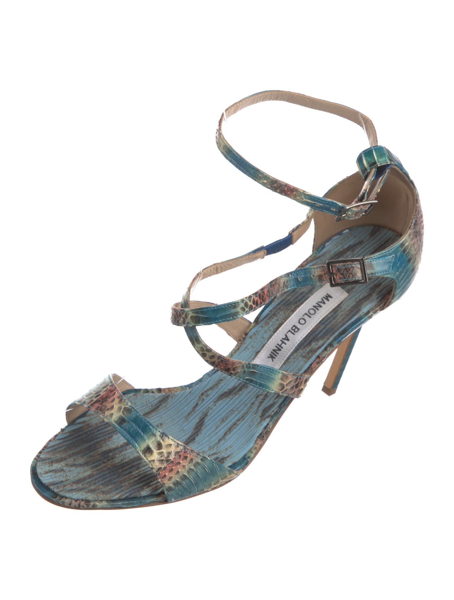 Manolo Blahnik Python Animal Print Sandals