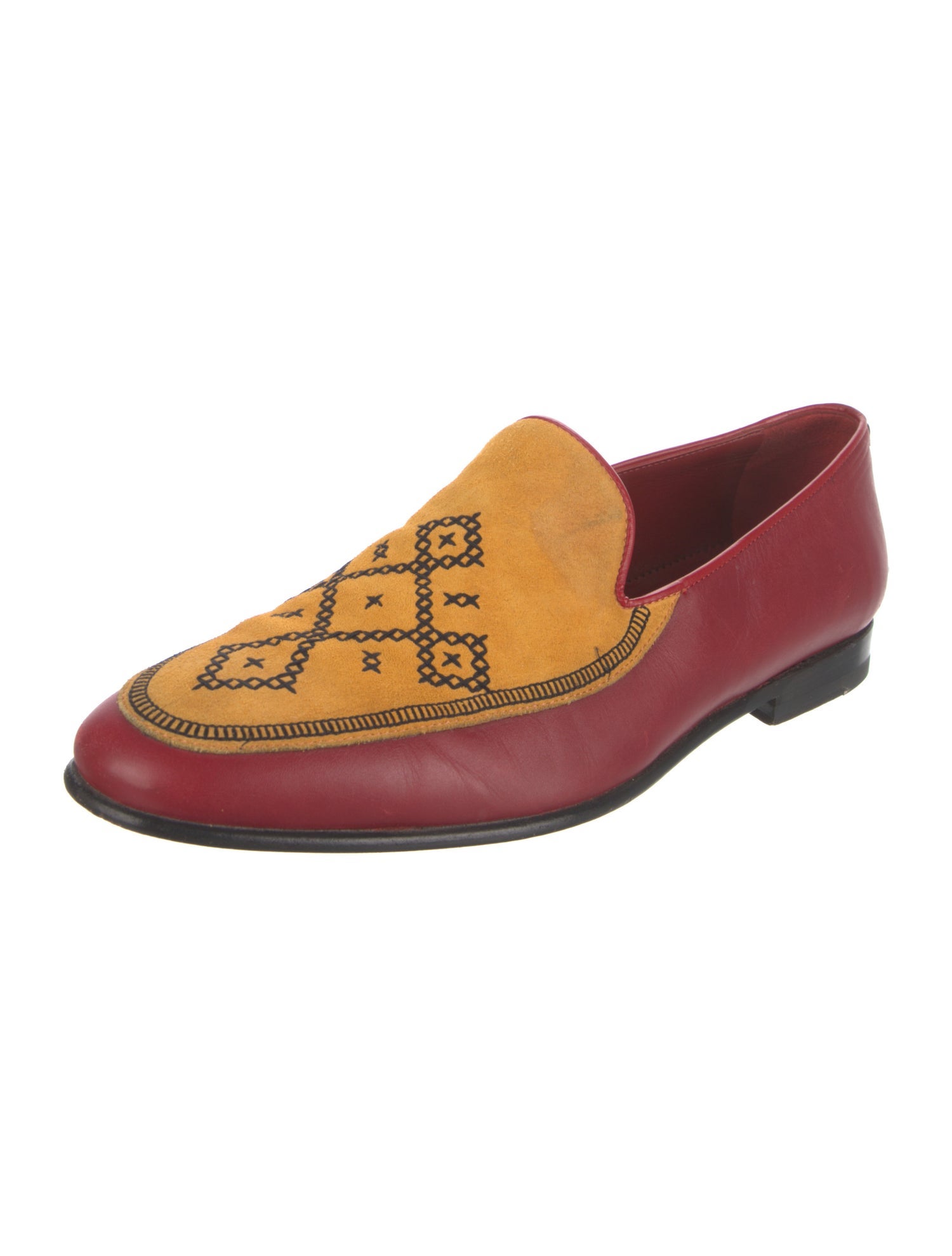 Manolo Blahnik Leather Printed Loafers