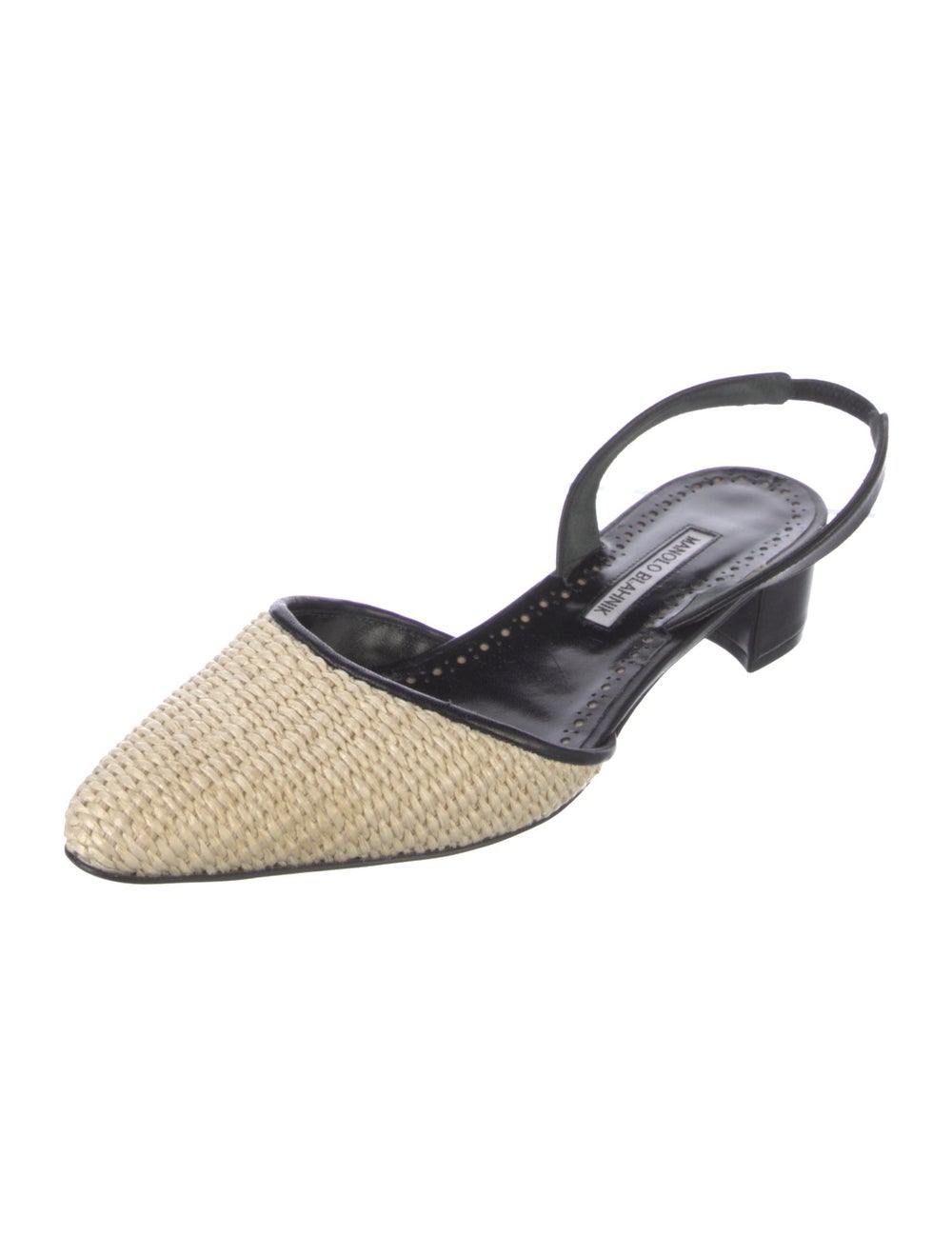 Manolo Blahnik Raffia Colorblock Pattern Slingbac… - image 2