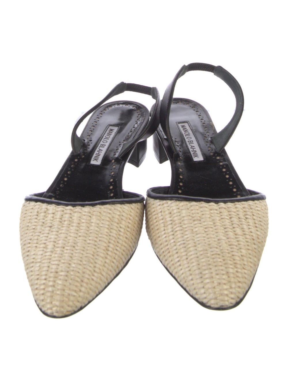 Manolo Blahnik Raffia Colorblock Pattern Slingbac… - image 3