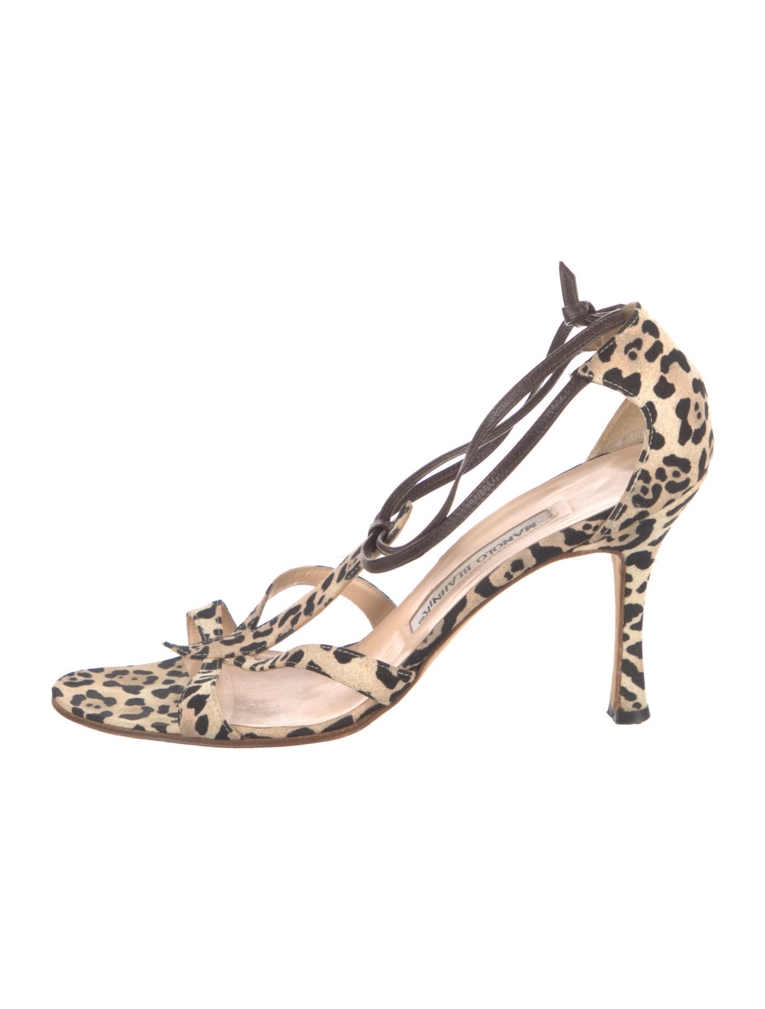 Manolo Blahnik Animal Print T-Strap Sandals