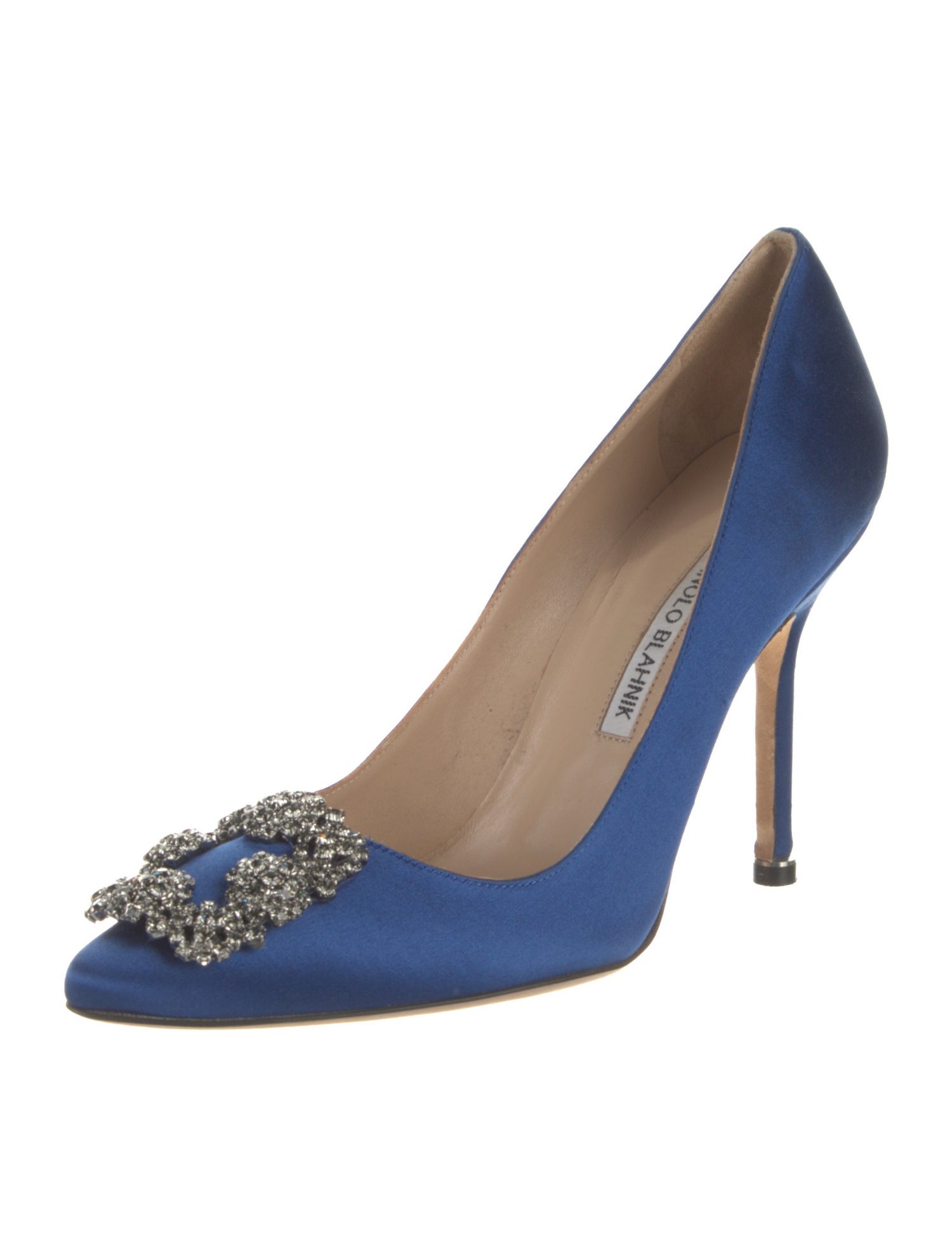 Manolo Blahnik Satin Crystal Embellishments Pumps