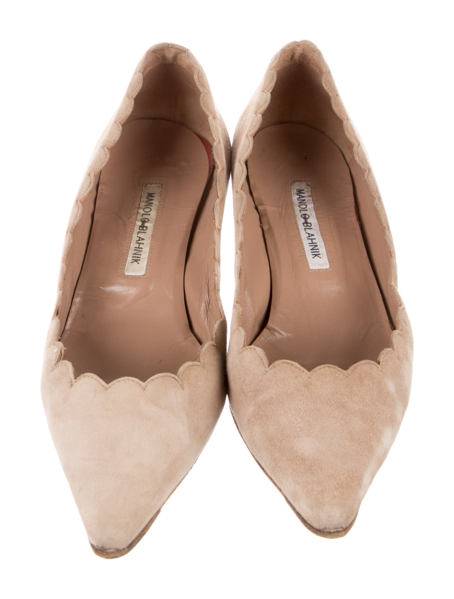 Manolo Blahnik Suede Scalloped Accent Pumps