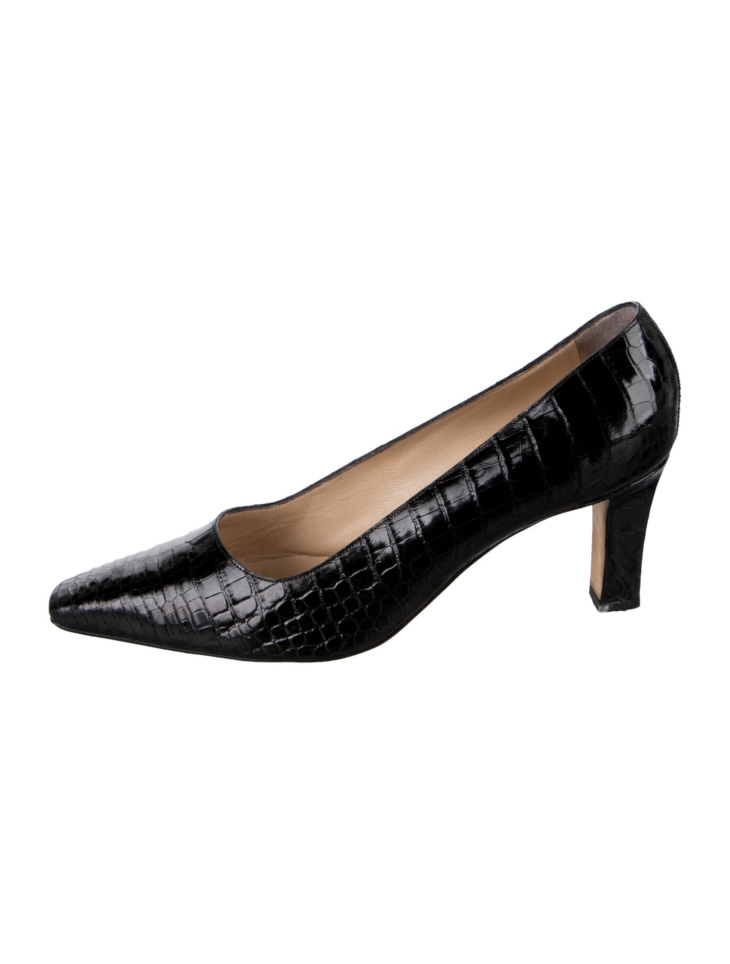 Manolo Blahnik Embossed Leather Pumps