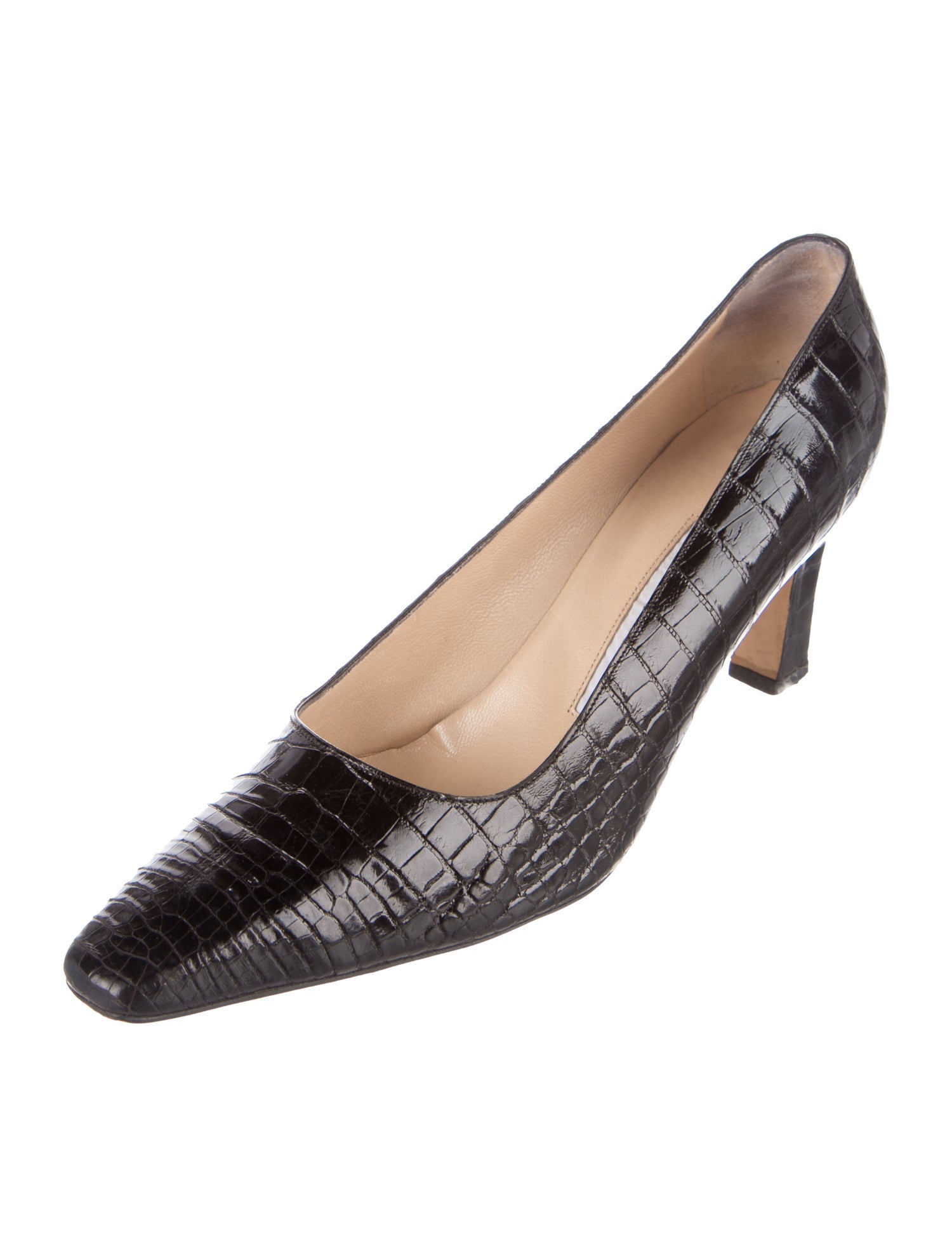 Manolo Blahnik Embossed Leather Pumps