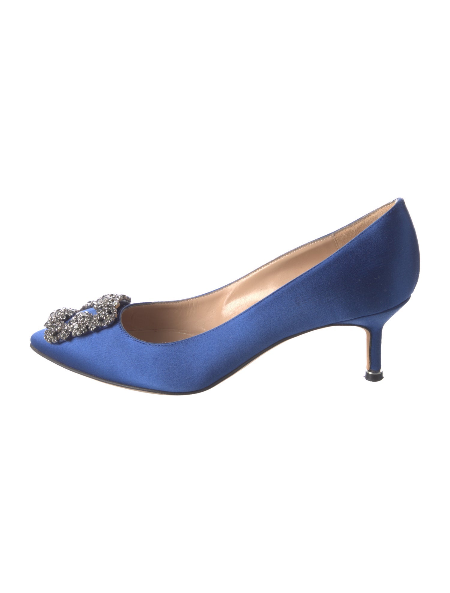 Manolo Blahnik Satin Crystal Embellishments Pumps