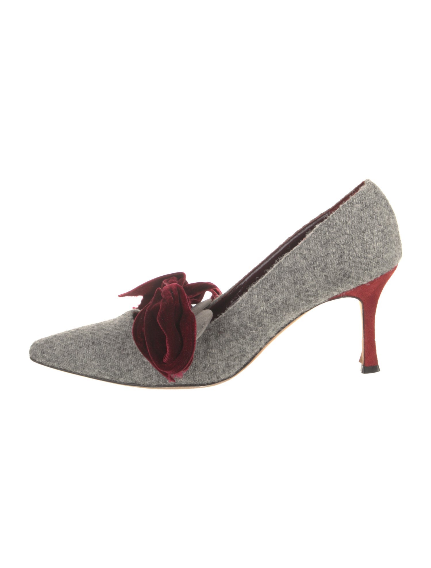 Manolo Blahnik Wool Bow Accents Pumps