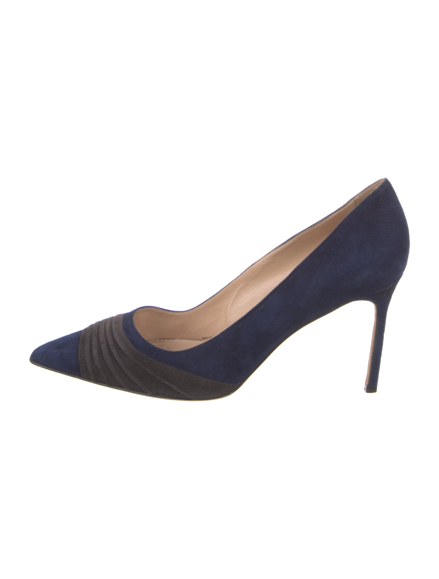 Manolo Blahnik Suede Colorblock Pattern Pumps