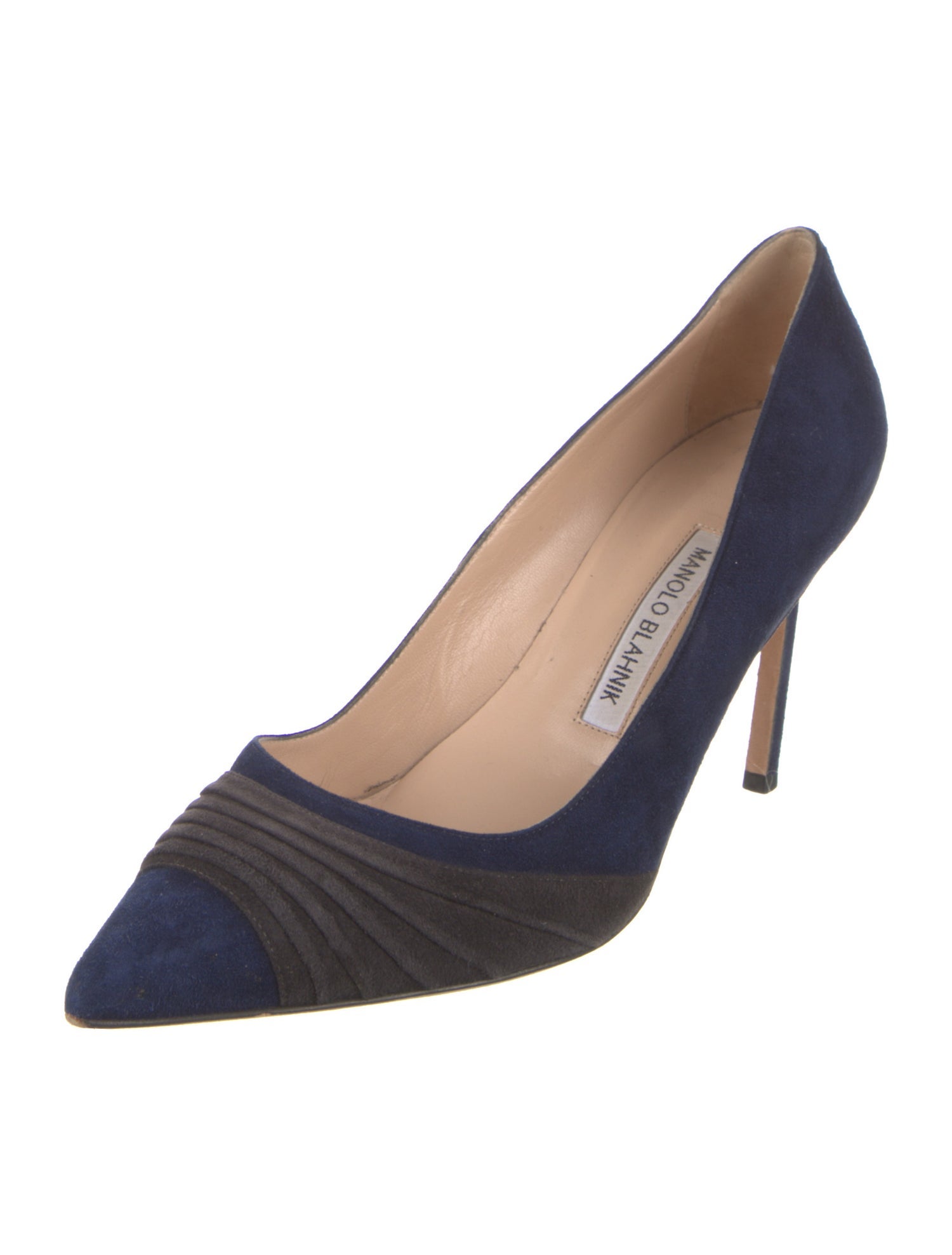 Manolo Blahnik Suede Colorblock Pattern Pumps