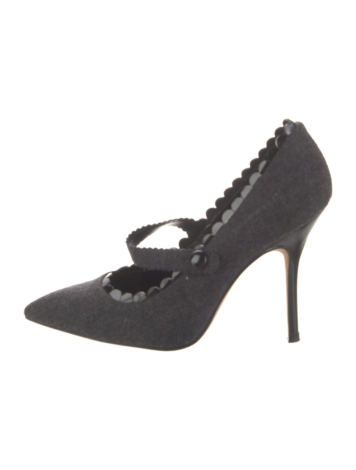 Manolo Blahnik Wool Scalloped Accent Pumps
