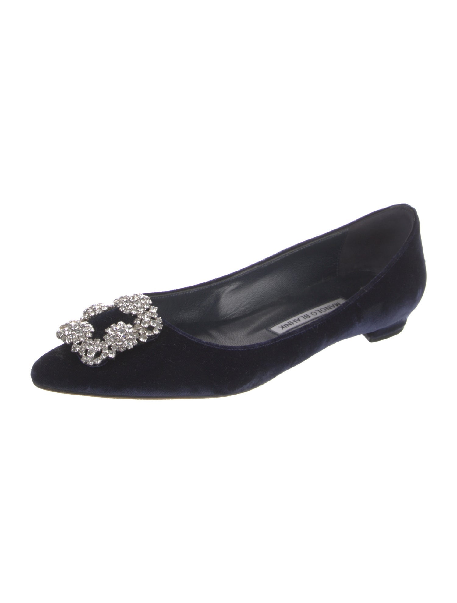 Manolo Blahnik Velvet Crystal Embellishments Ballet Flats