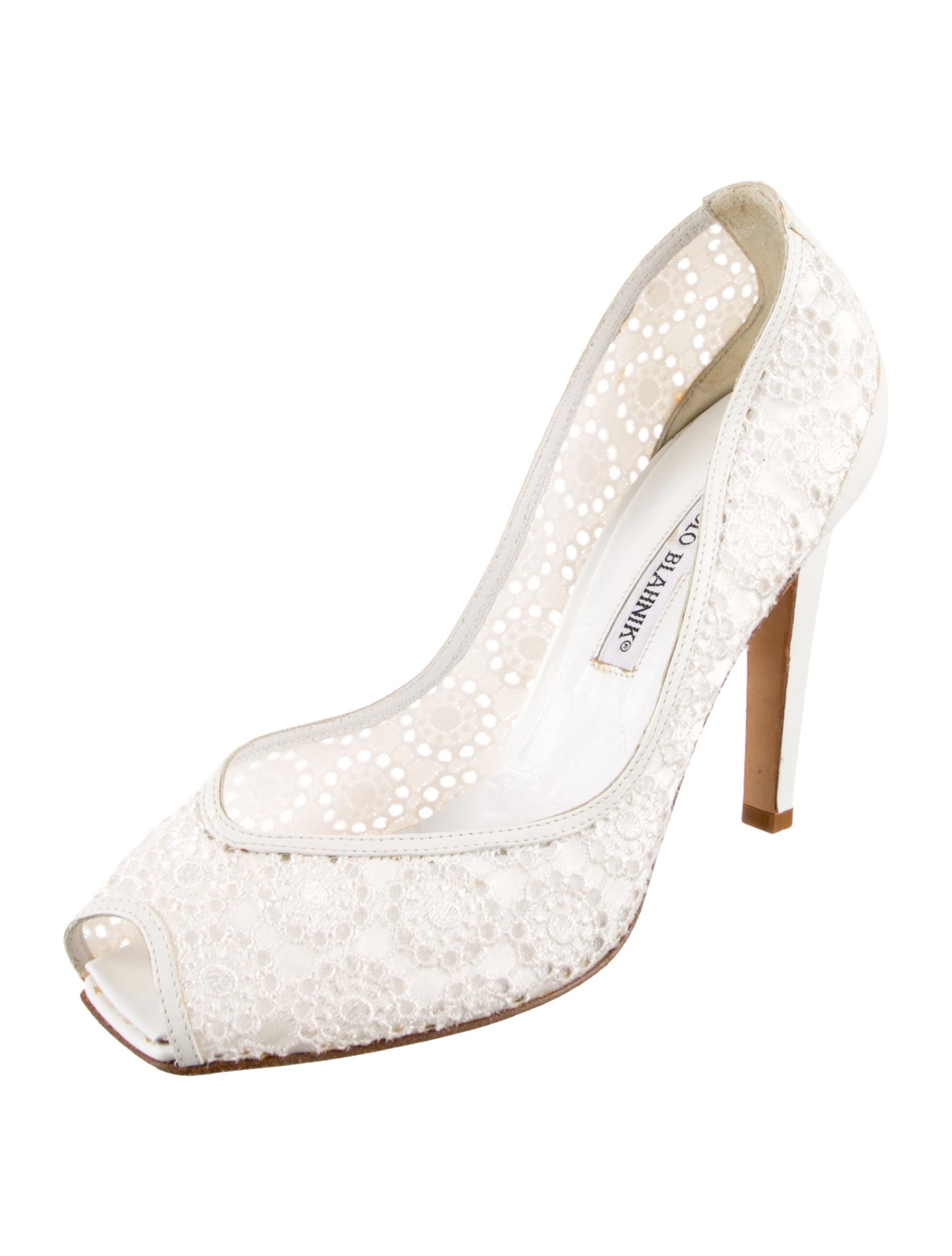 Manolo Blahnik Lace Slingback Pumps