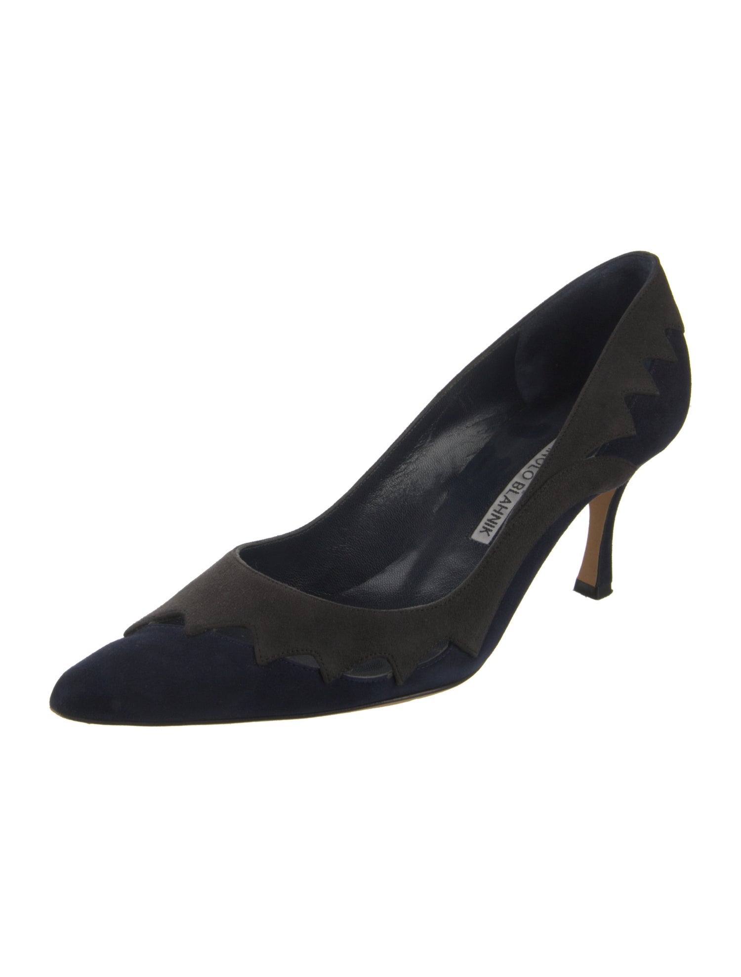 Manolo Blahnik Suede Cutout Accent Pumps