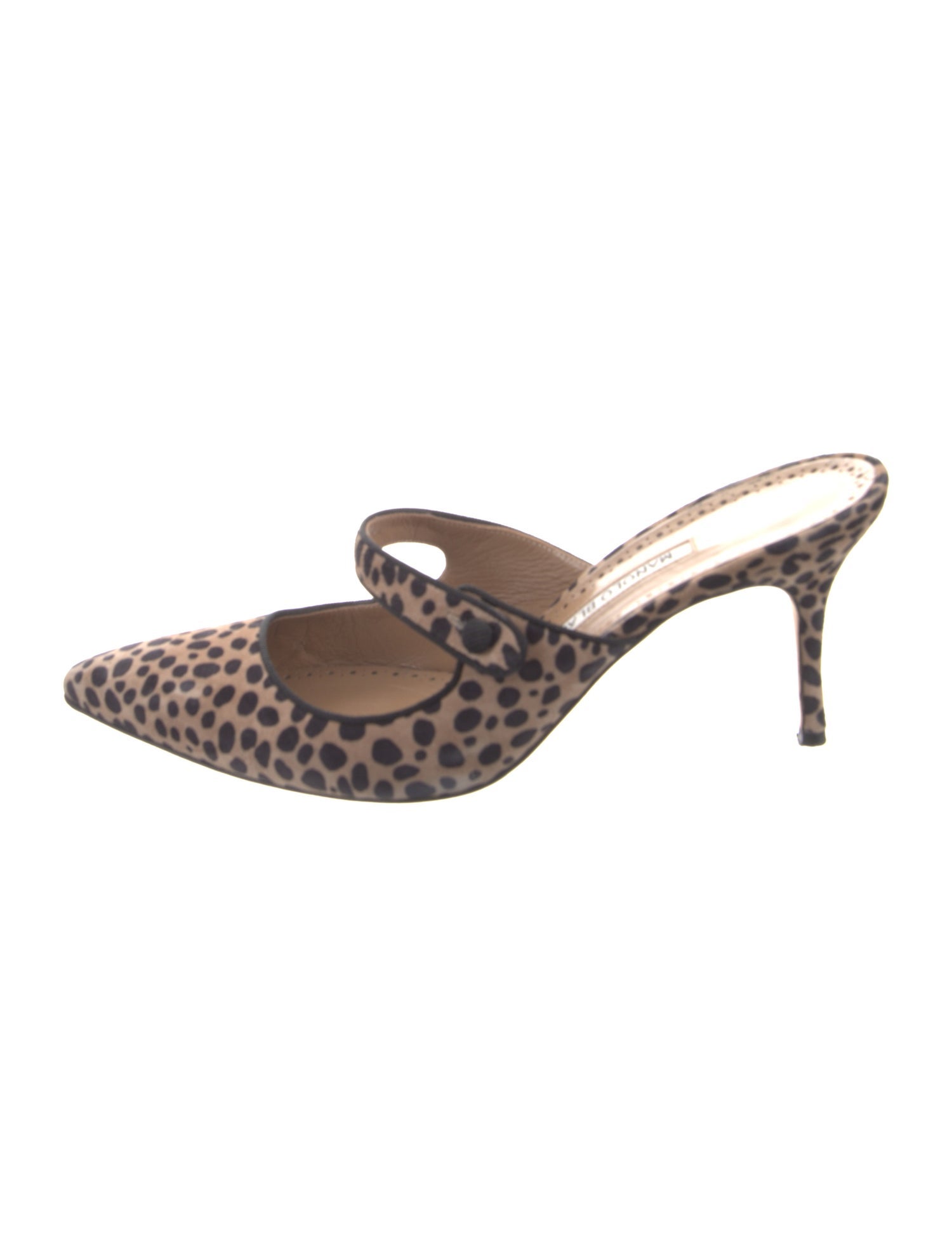 Manolo Blahnik Ponyhair Animal Print Mules