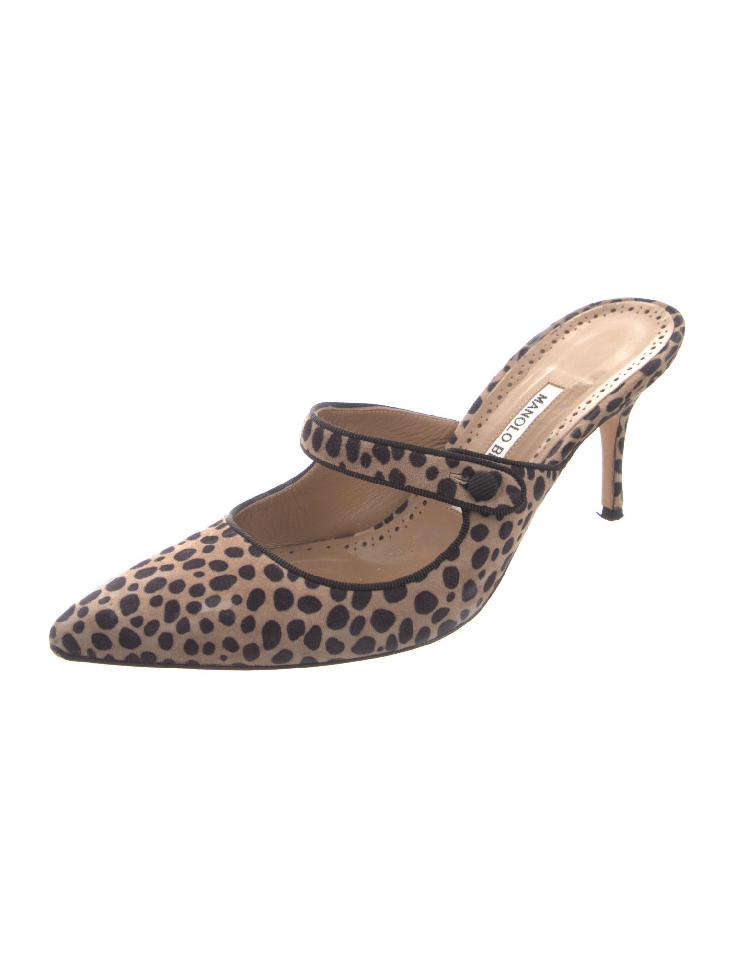 Manolo Blahnik Ponyhair Animal Print Mules