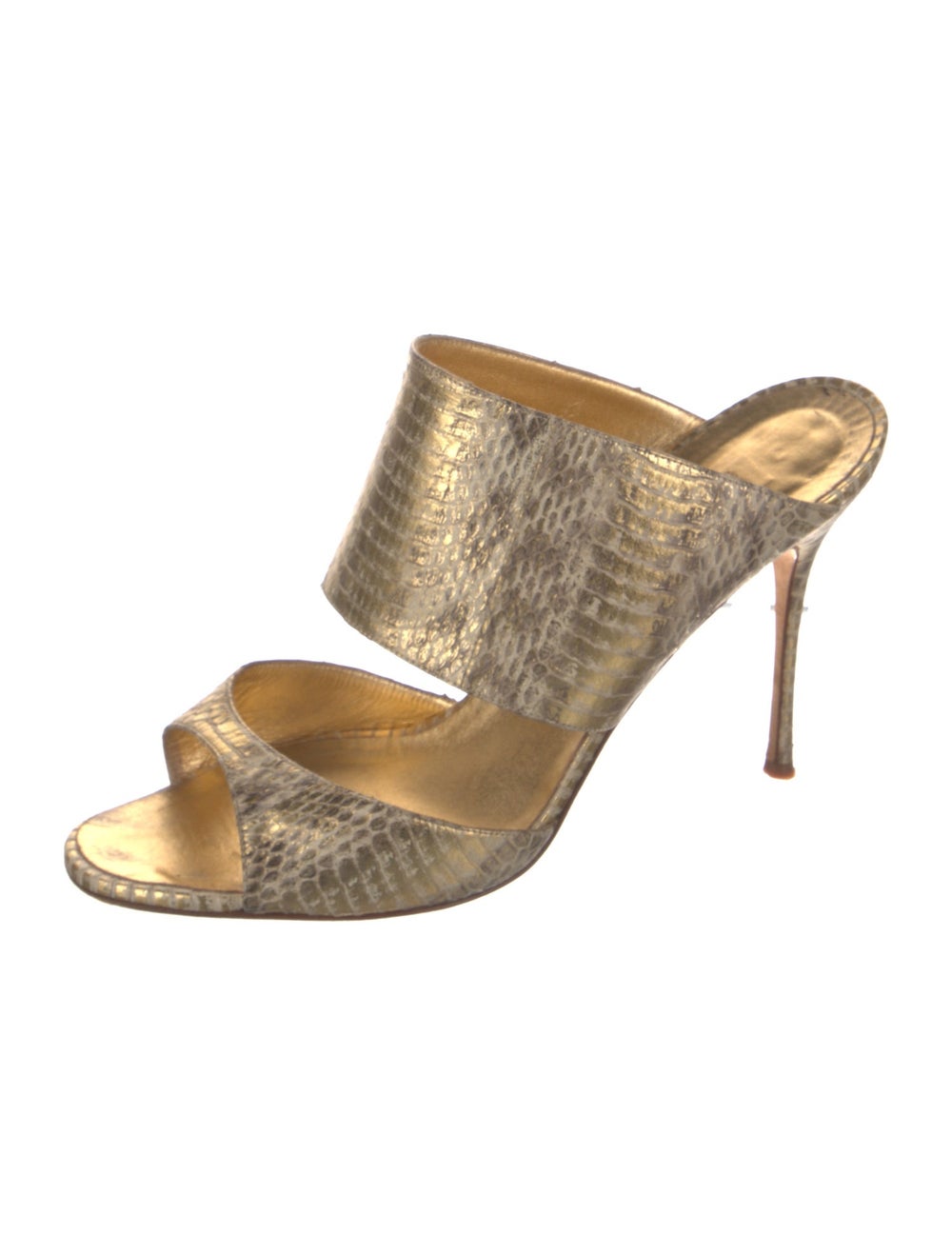 Manolo Blahnik Python Animal Print Slides - image 2
