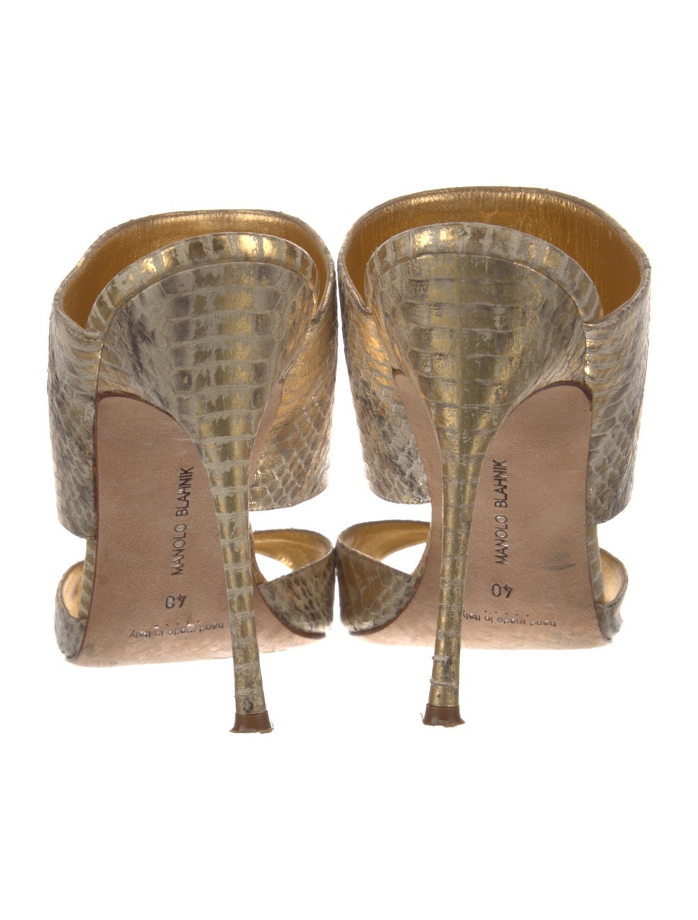 Manolo Blahnik Python Animal Print Slides - image 4