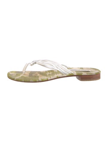 Pre-owned Manolo Blahnik Flip Flops In Green