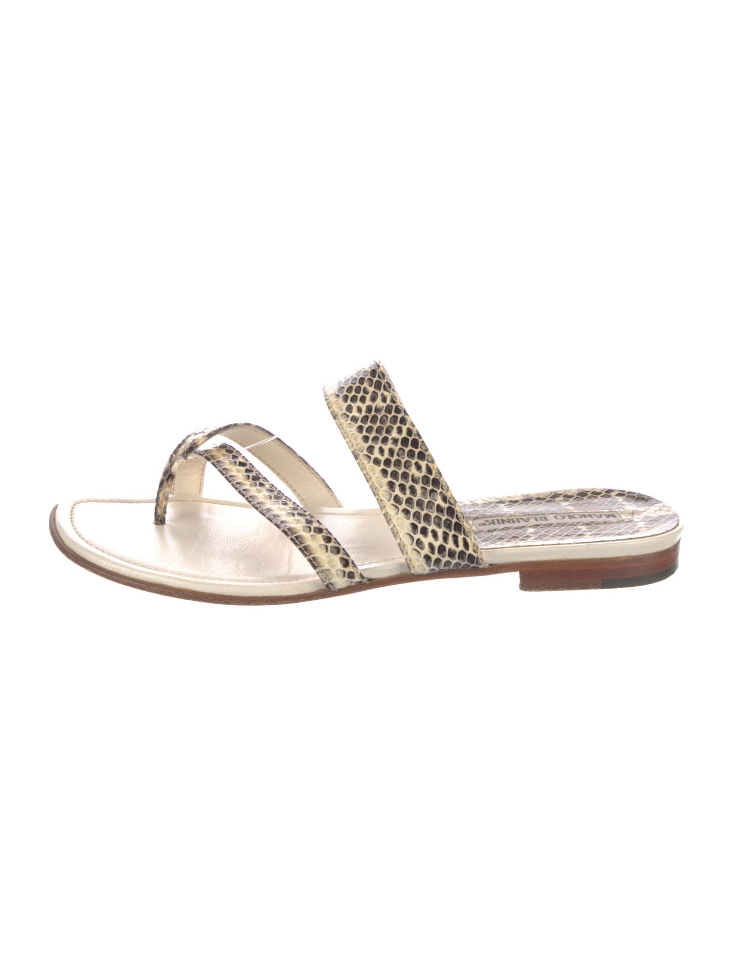 Manolo Blahnik Snakeskin Animal Print Slides