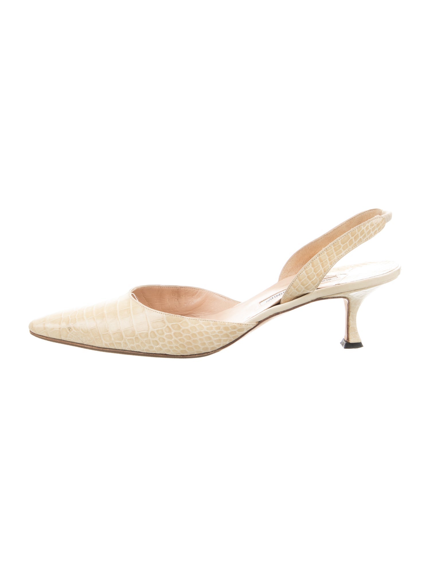 Manolo Blahnik Leather Animal Print Slingback Pumps