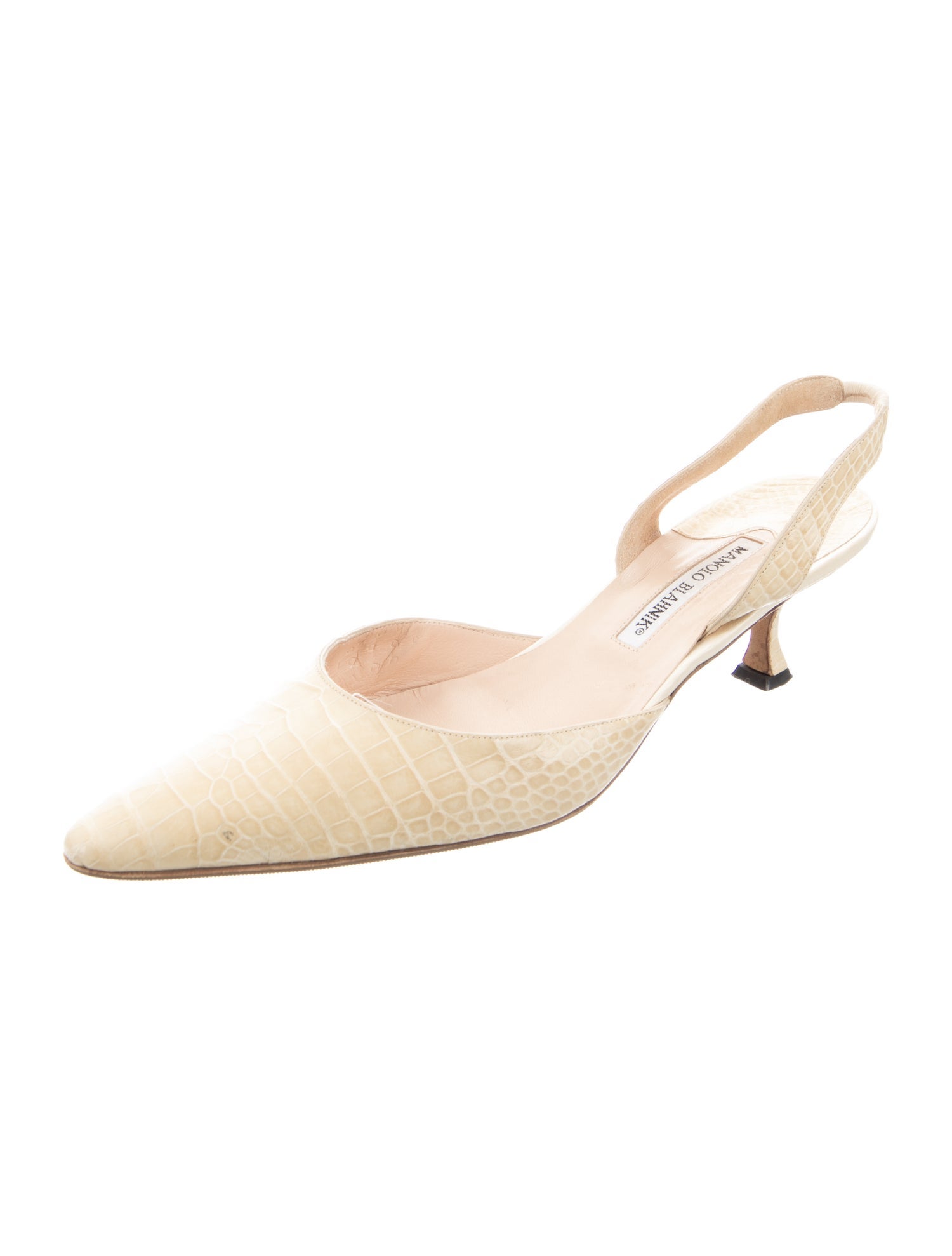 Manolo Blahnik Leather Animal Print Slingback Pumps
