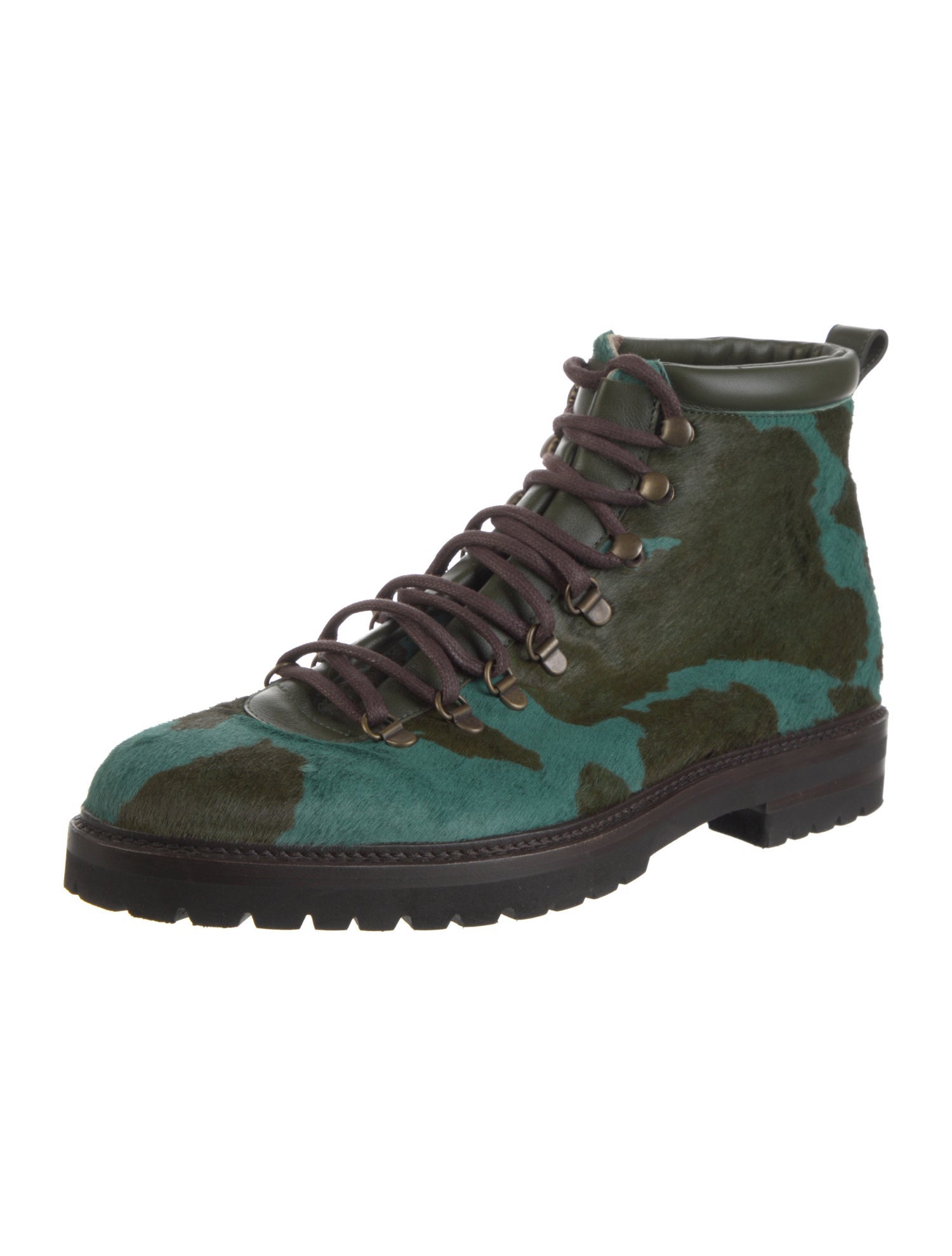 Manolo Blahnik Ponyhair Animal Print Hiking Boots