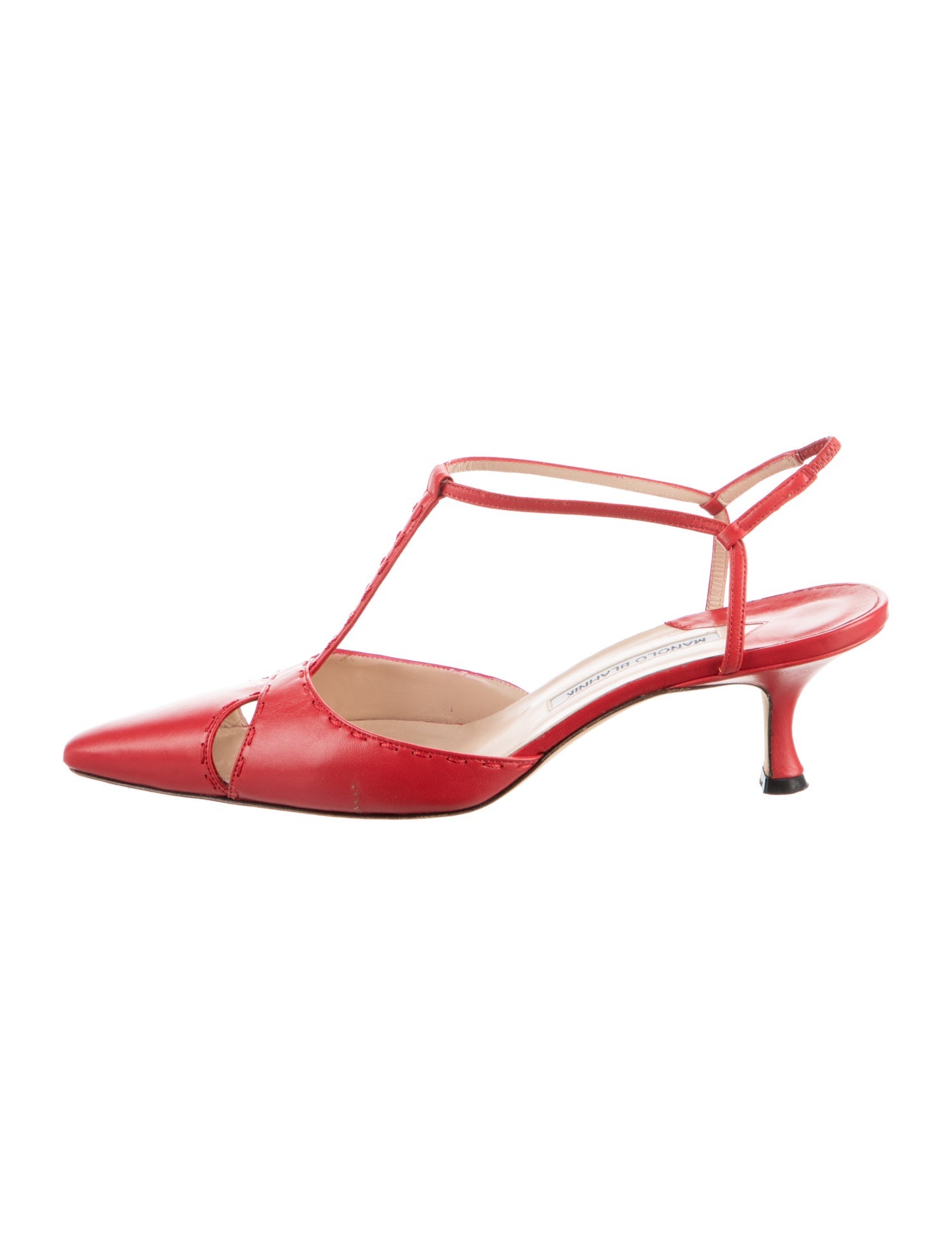 Manolo Blahnik Leather T-Strap Pumps