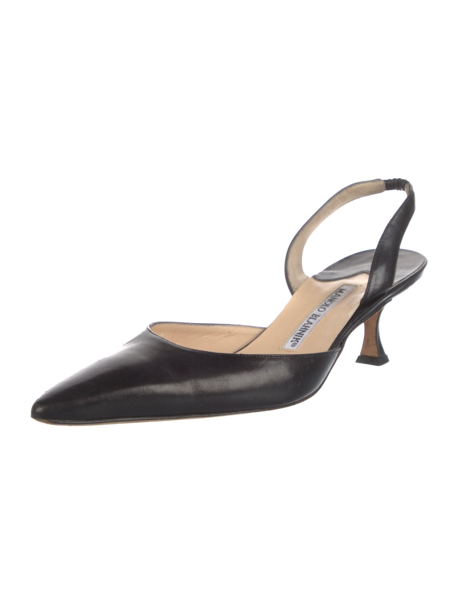 Manolo Blahnik Leather Slingback Flats