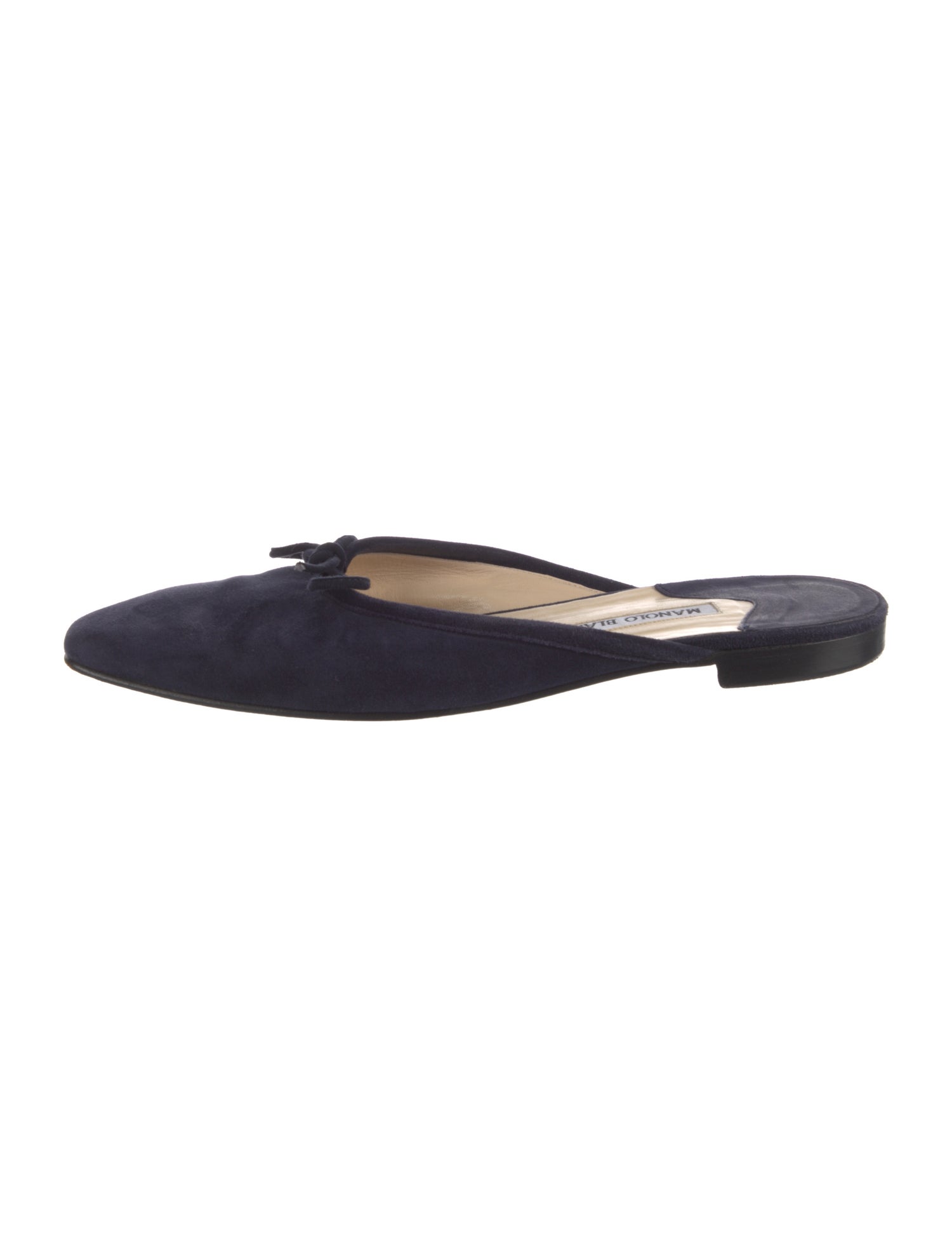 Manolo Blahnik Suede Bow Accents Mules