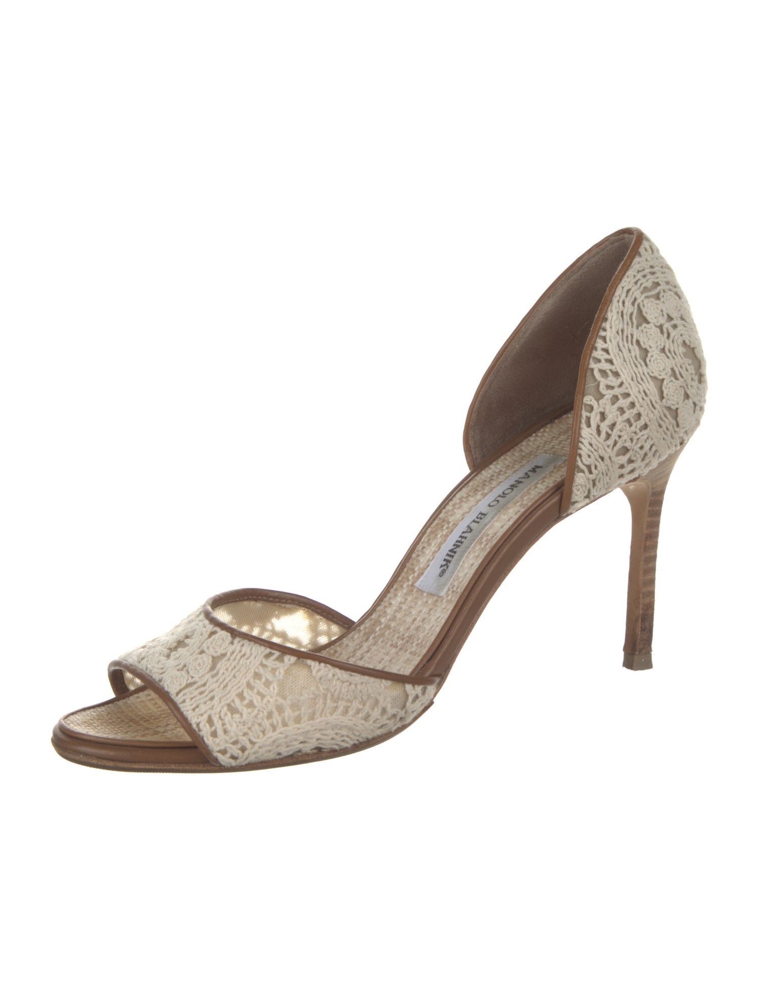 Manolo Blahnik Embroidered Accent D'Orsay Pumps