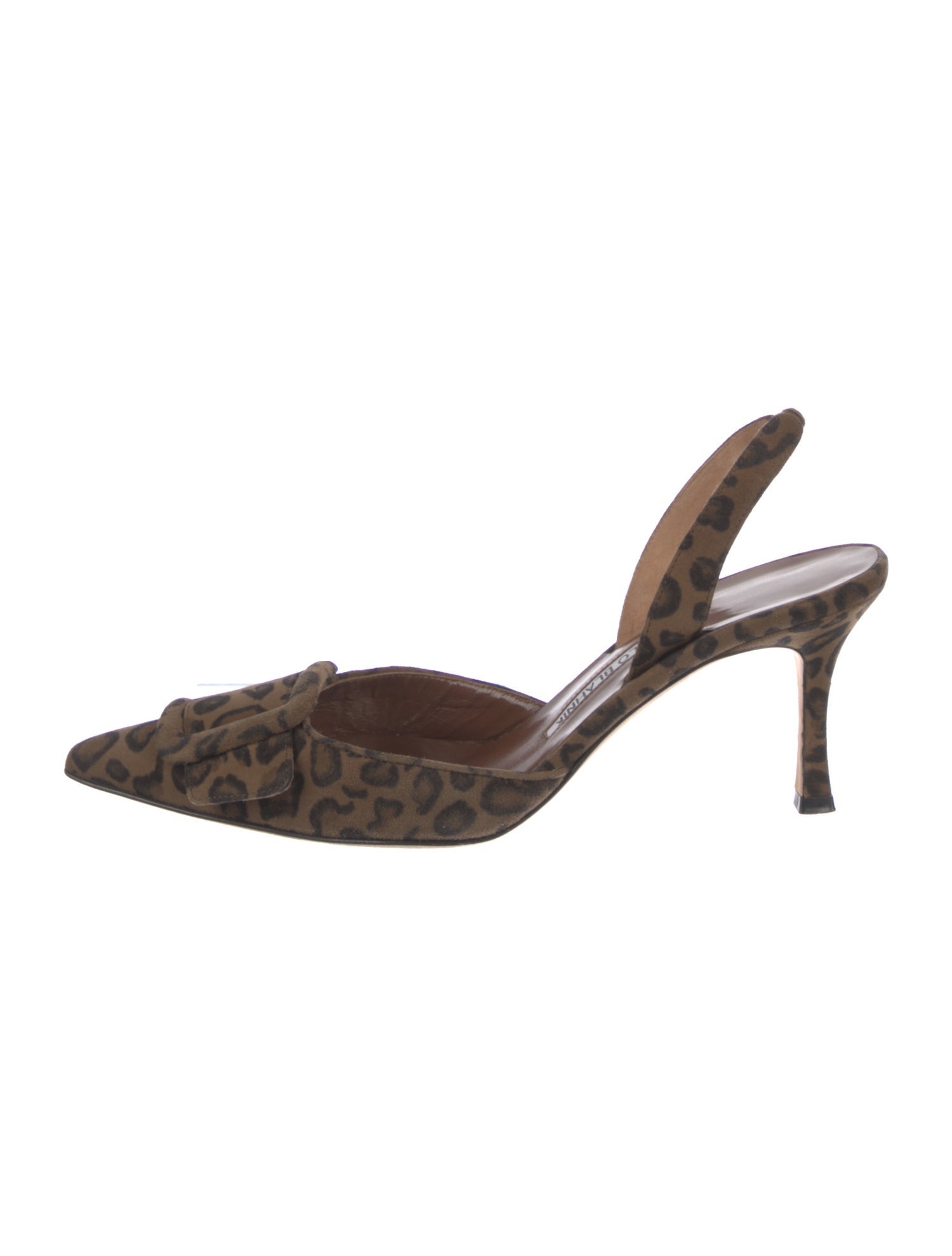 Manolo Blahnik Suede Animal Print Slingback Pumps