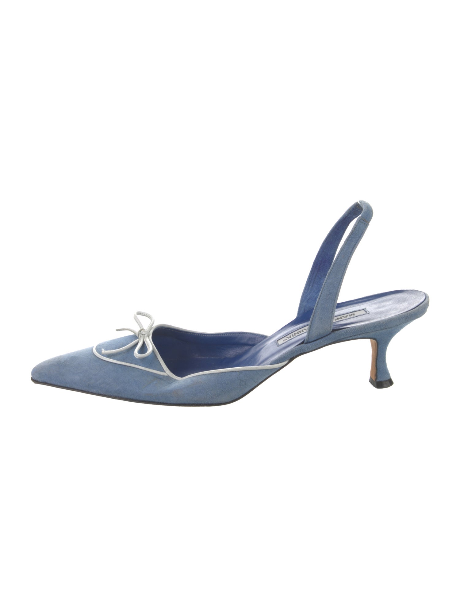 Manolo Blahnik Suede Crystal Embellishments Slingback Pumps
