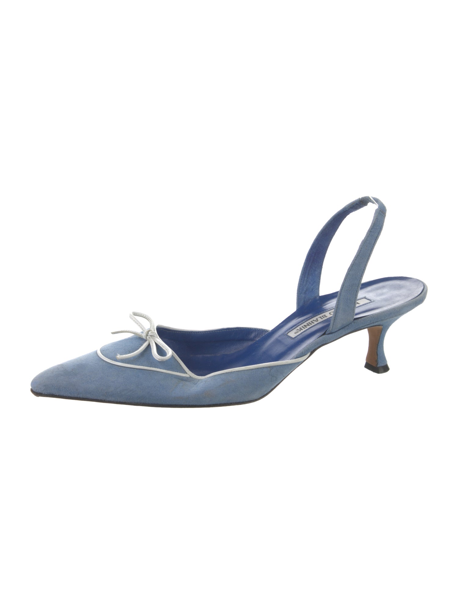 Manolo Blahnik Suede Crystal Embellishments Slingback Pumps