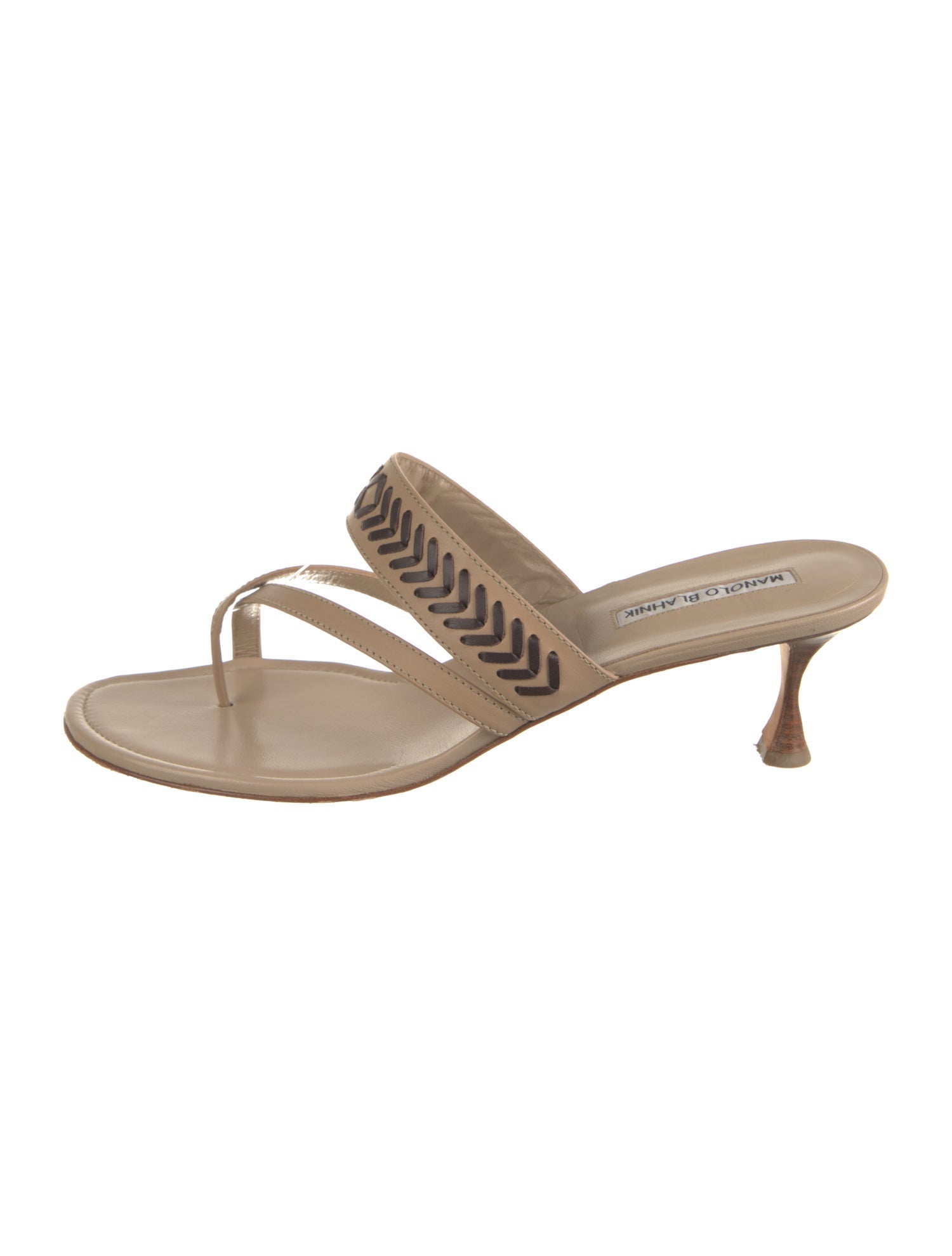 Manolo Blahnik Leather Striped Slides