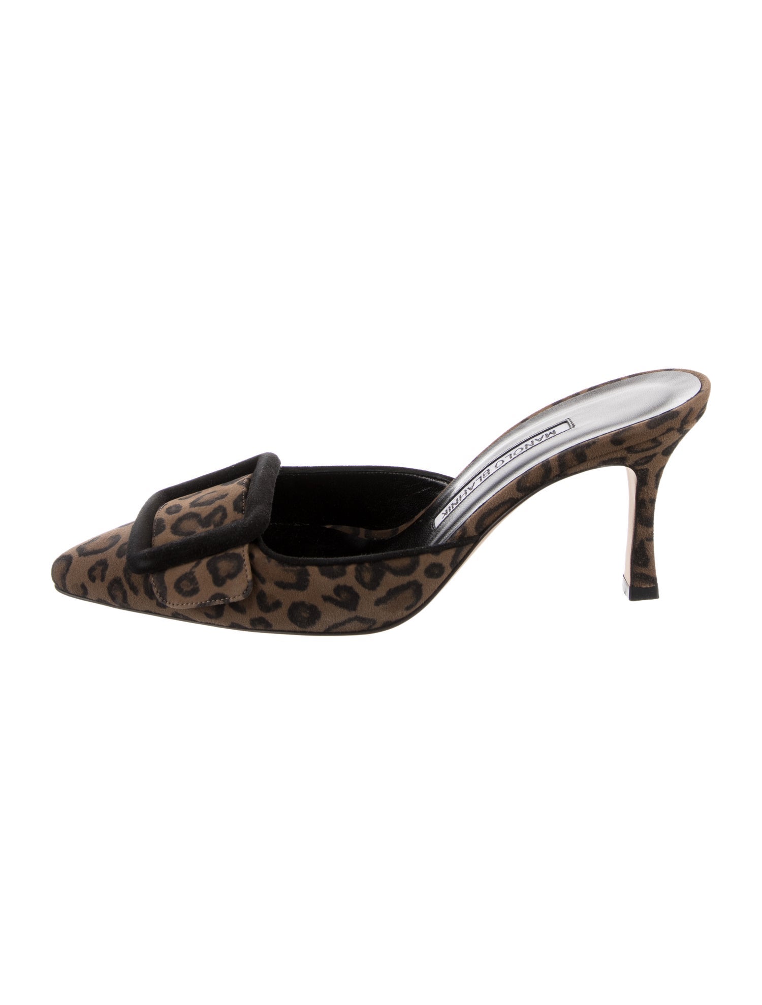 Manolo Blahnik Suede Animal Print Mules