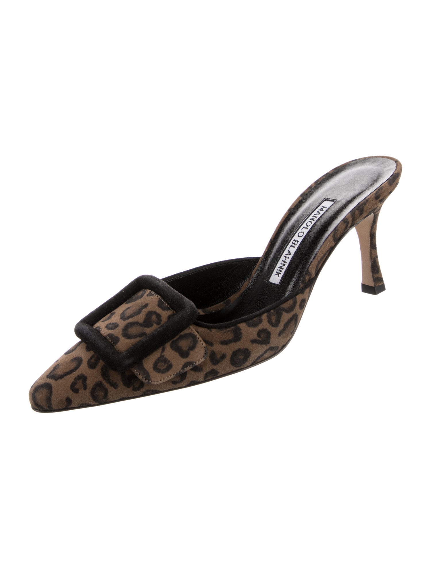 Manolo Blahnik Suede Animal Print Mules