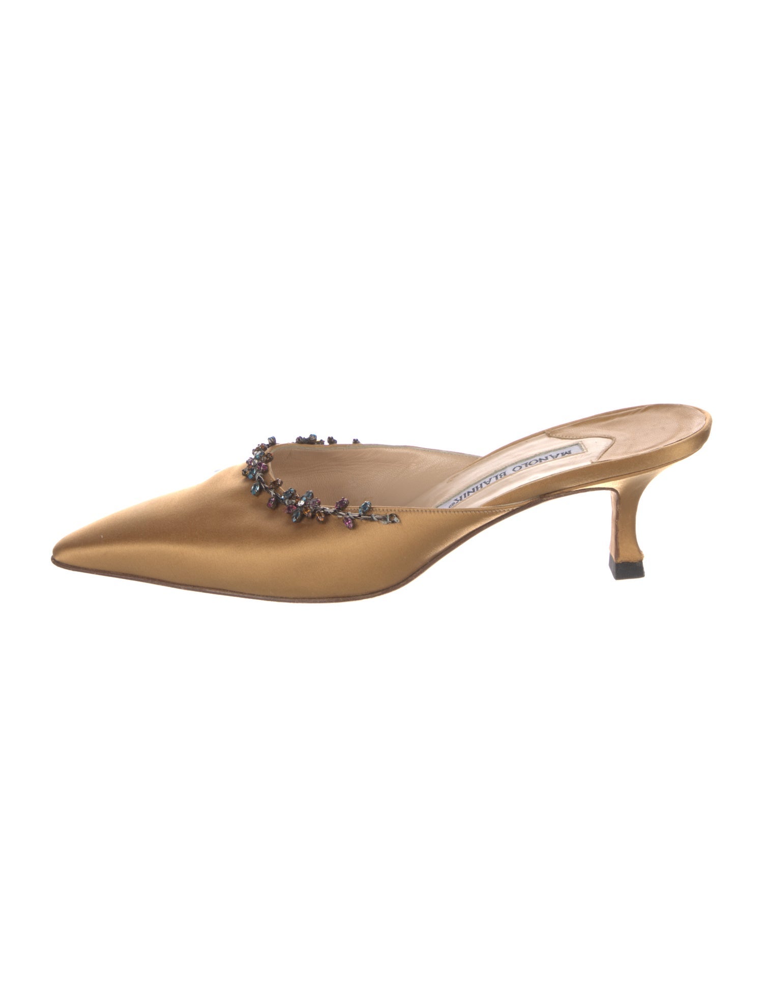 Manolo Blahnik Leather Bow Accents Mules